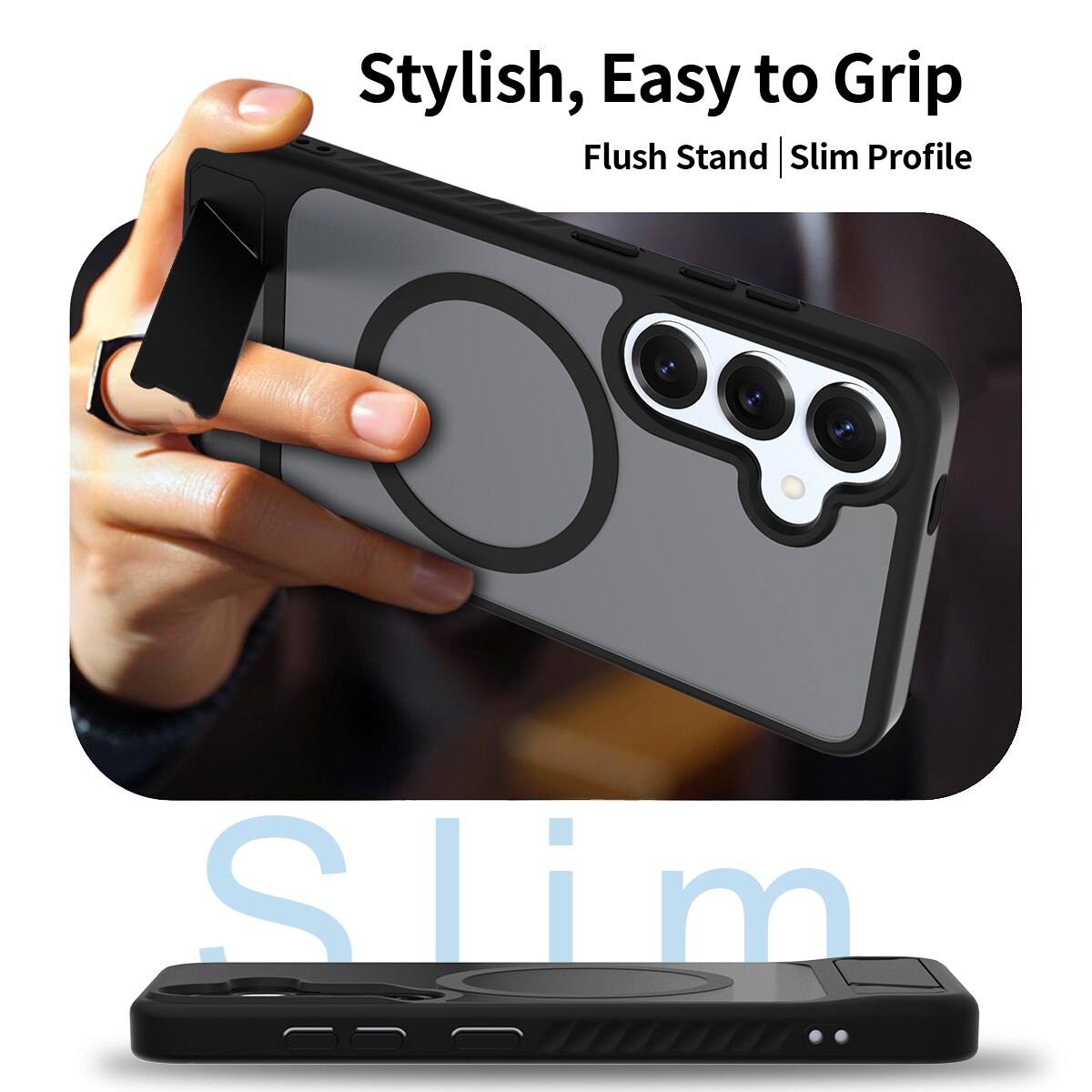 Magnetisk cover med stativ Samsung Galaxy S24 Sort