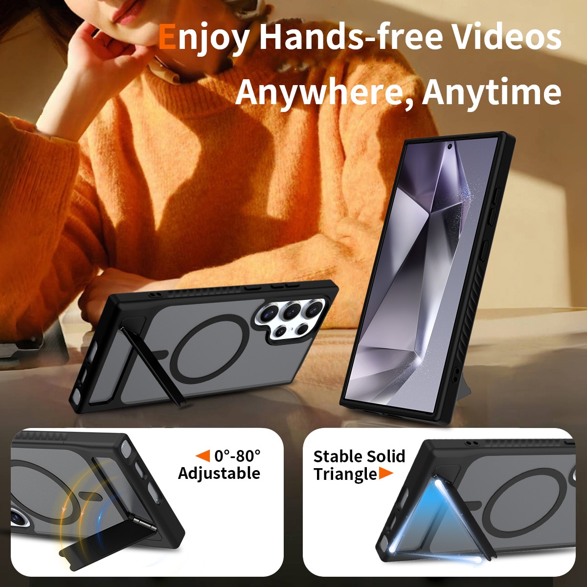 Magnetisk cover med stativ Samsung Galaxy S24 Ultra Sort