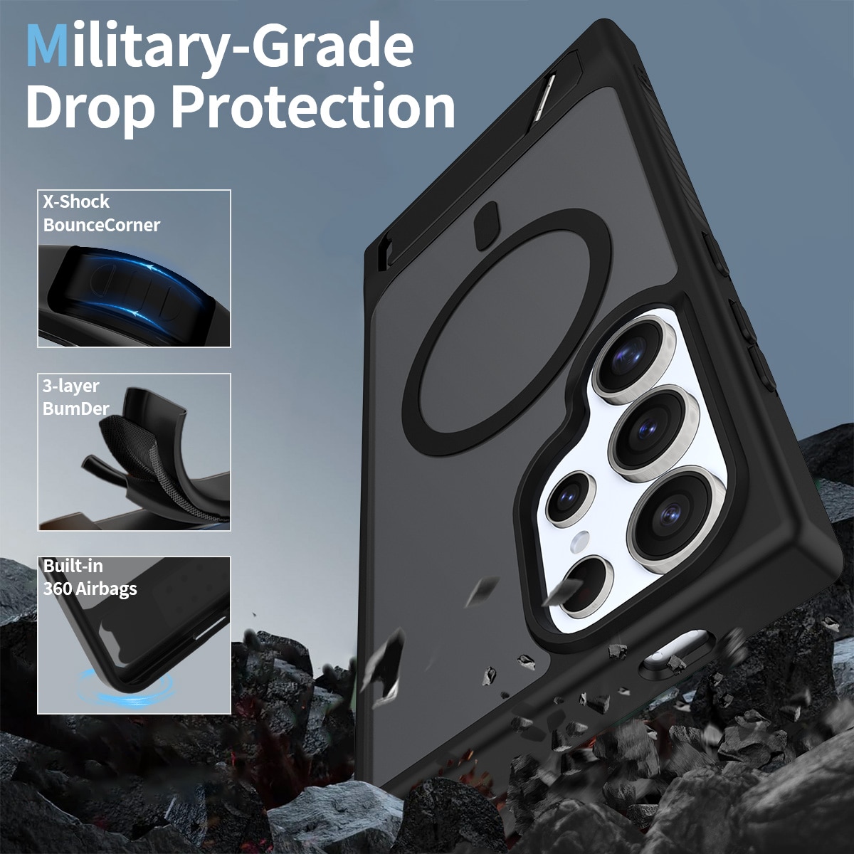 Magnetisk cover med stativ Samsung Galaxy S24 Ultra Sort
