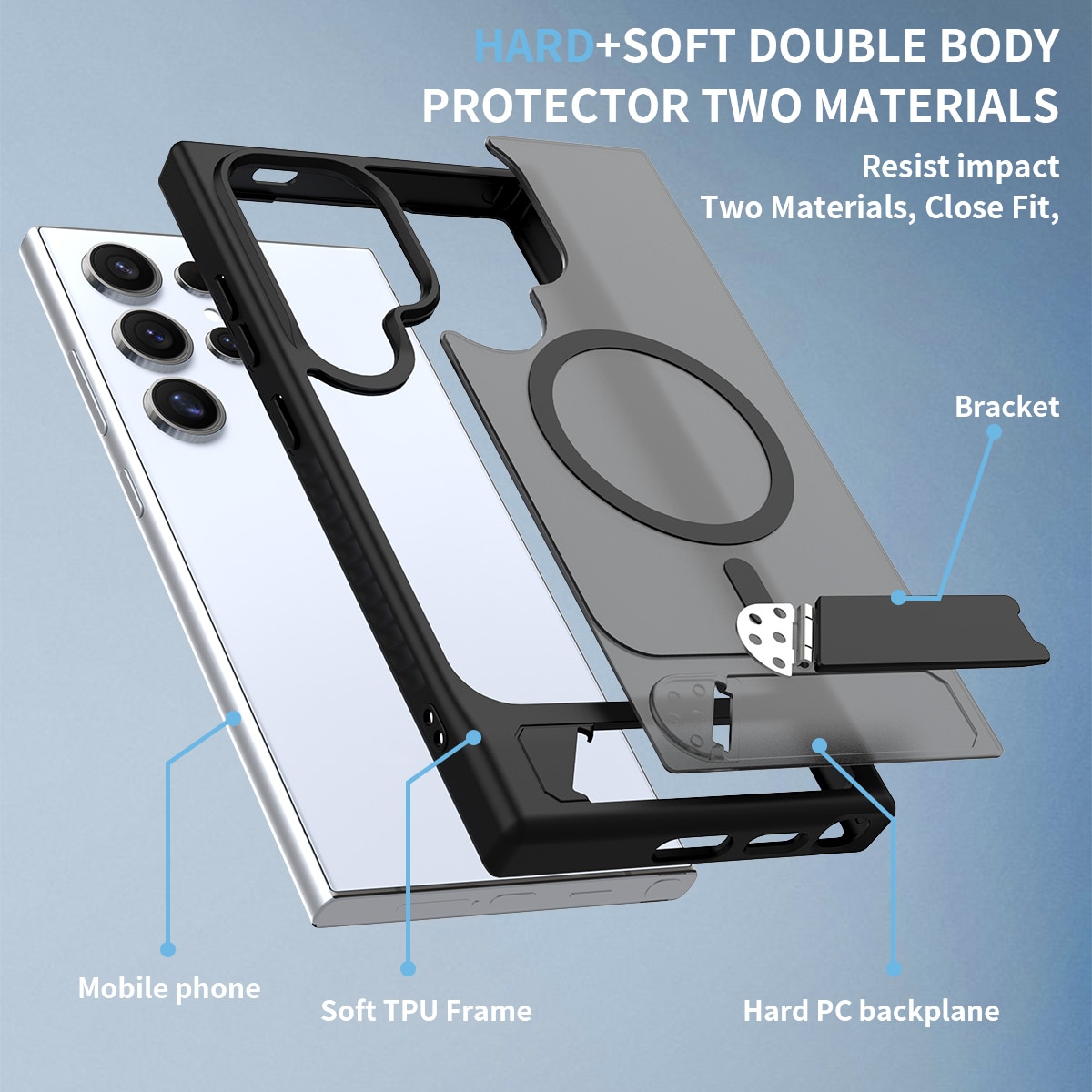 Magnetisk cover med stativ Samsung Galaxy S24 Ultra Sort