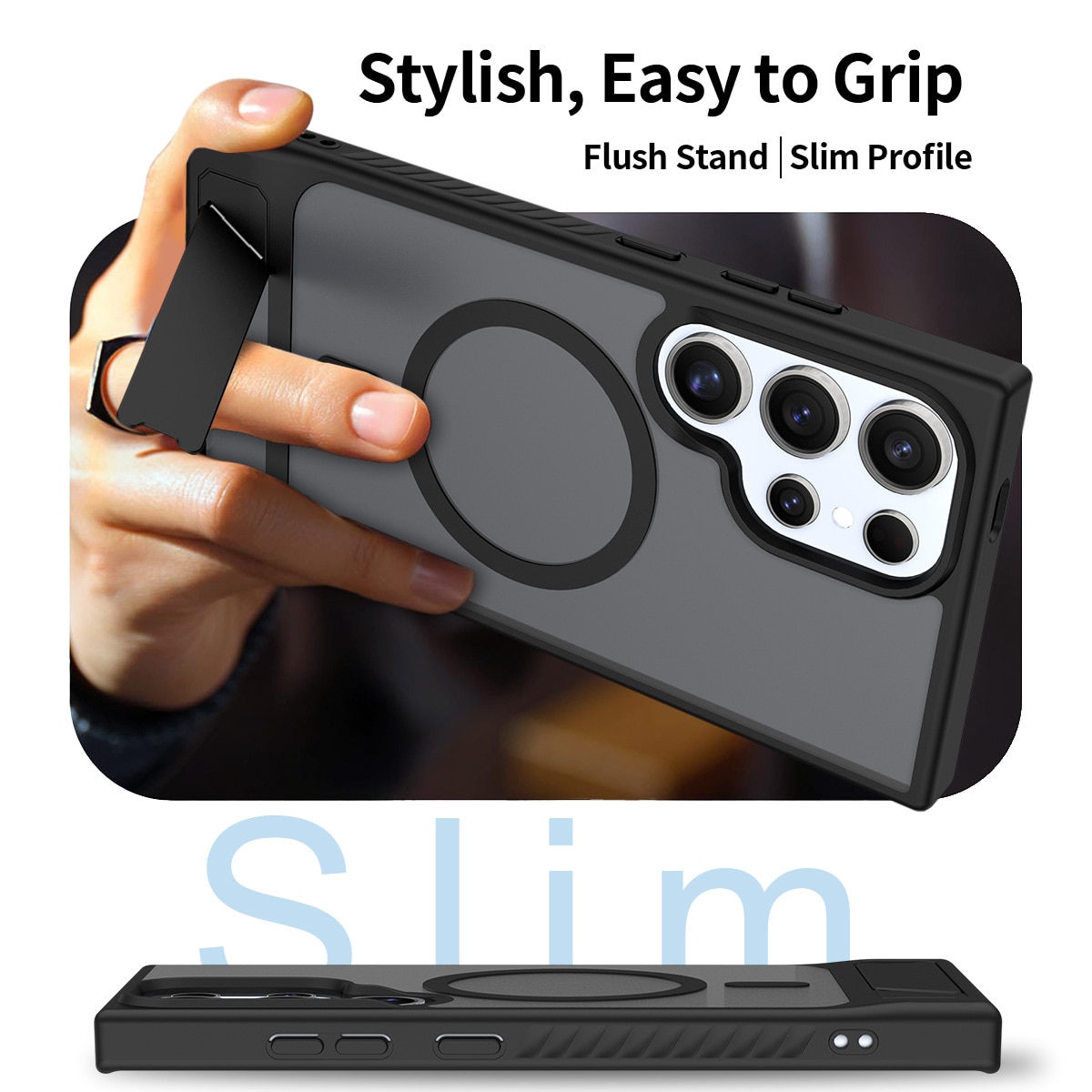 Magnetisk cover med stativ Samsung Galaxy S24 Ultra Sort