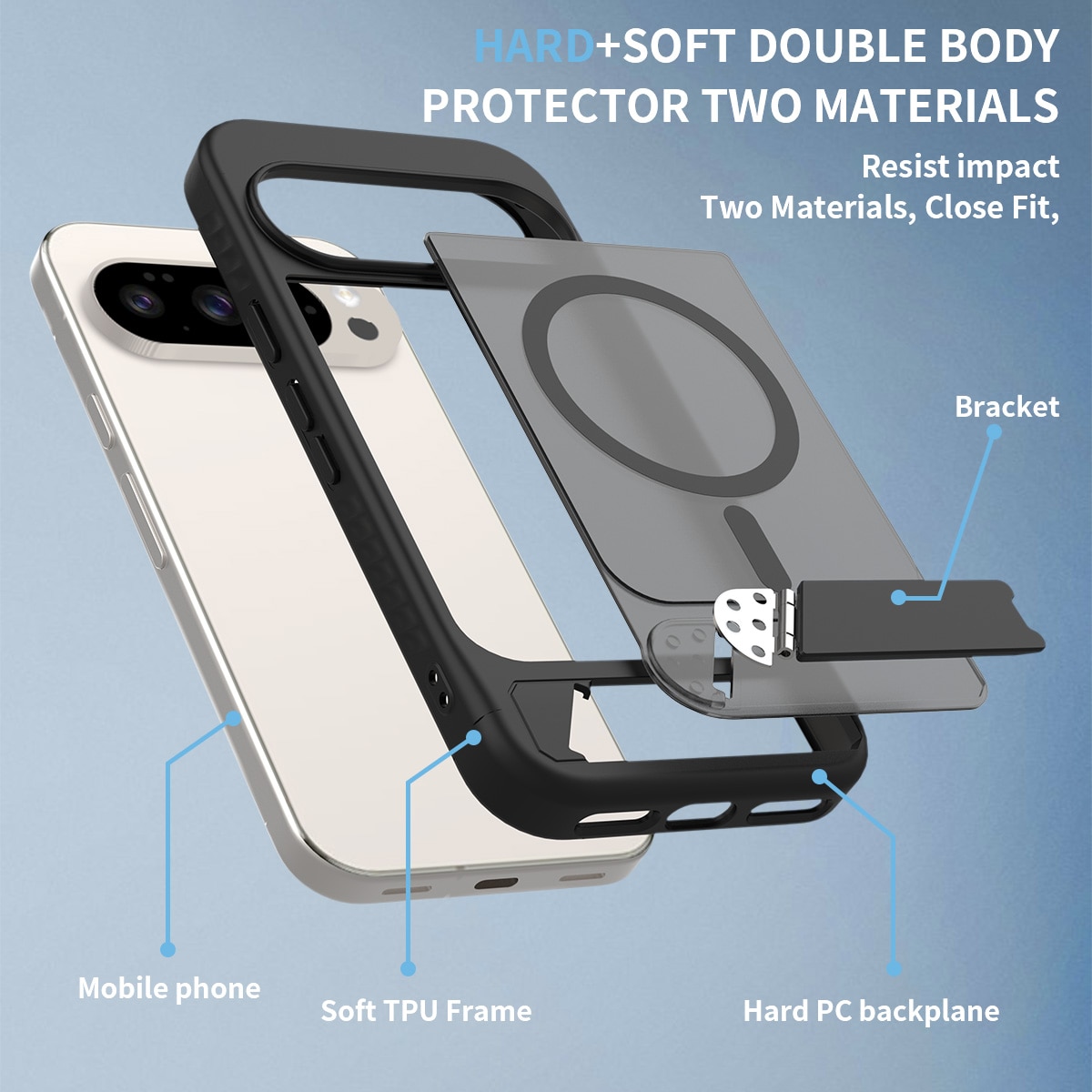 Magnetisk cover med stativ Google Pixel 9 Pro Sort