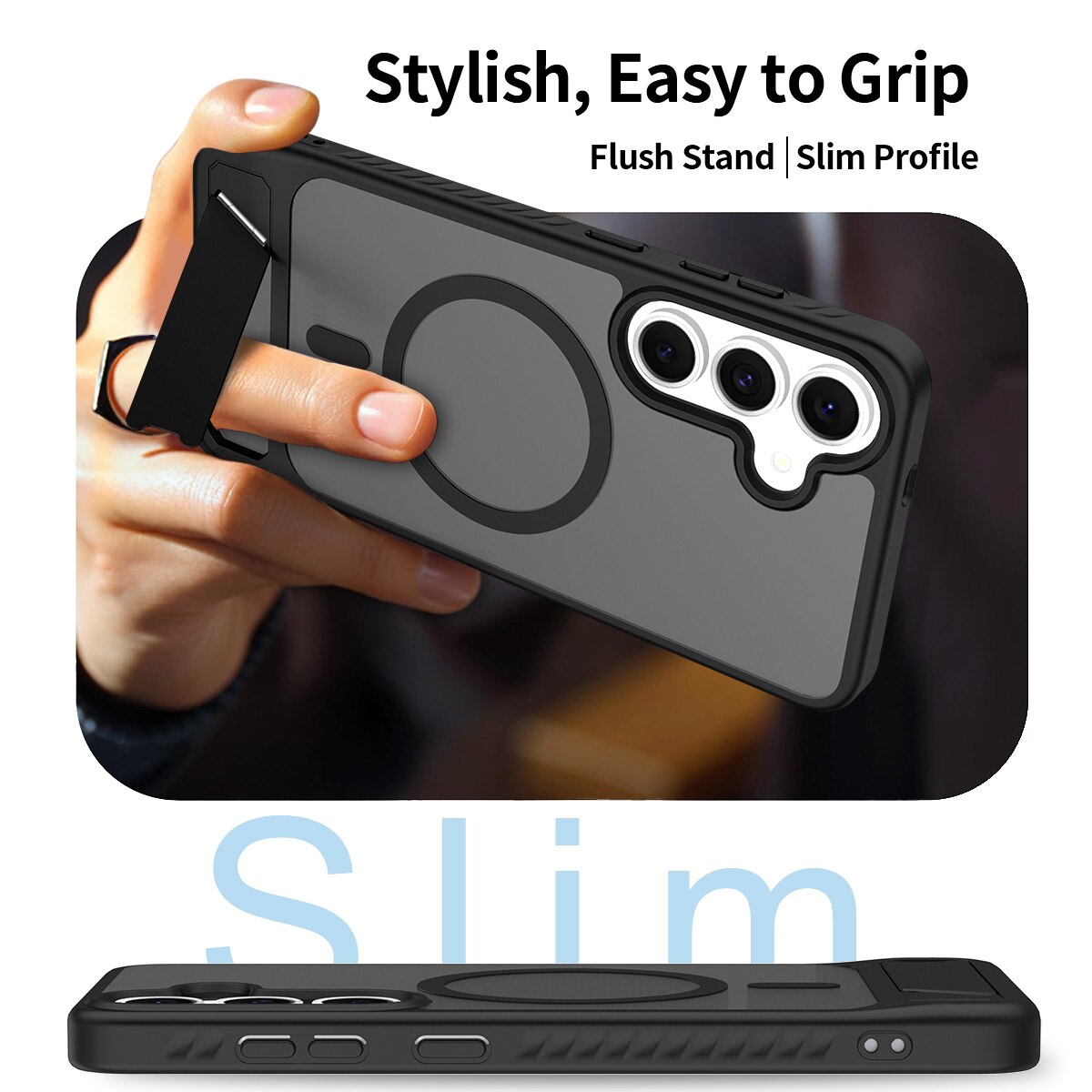Magnetisk cover med stativ Samsung Galaxy S25 FE Sort