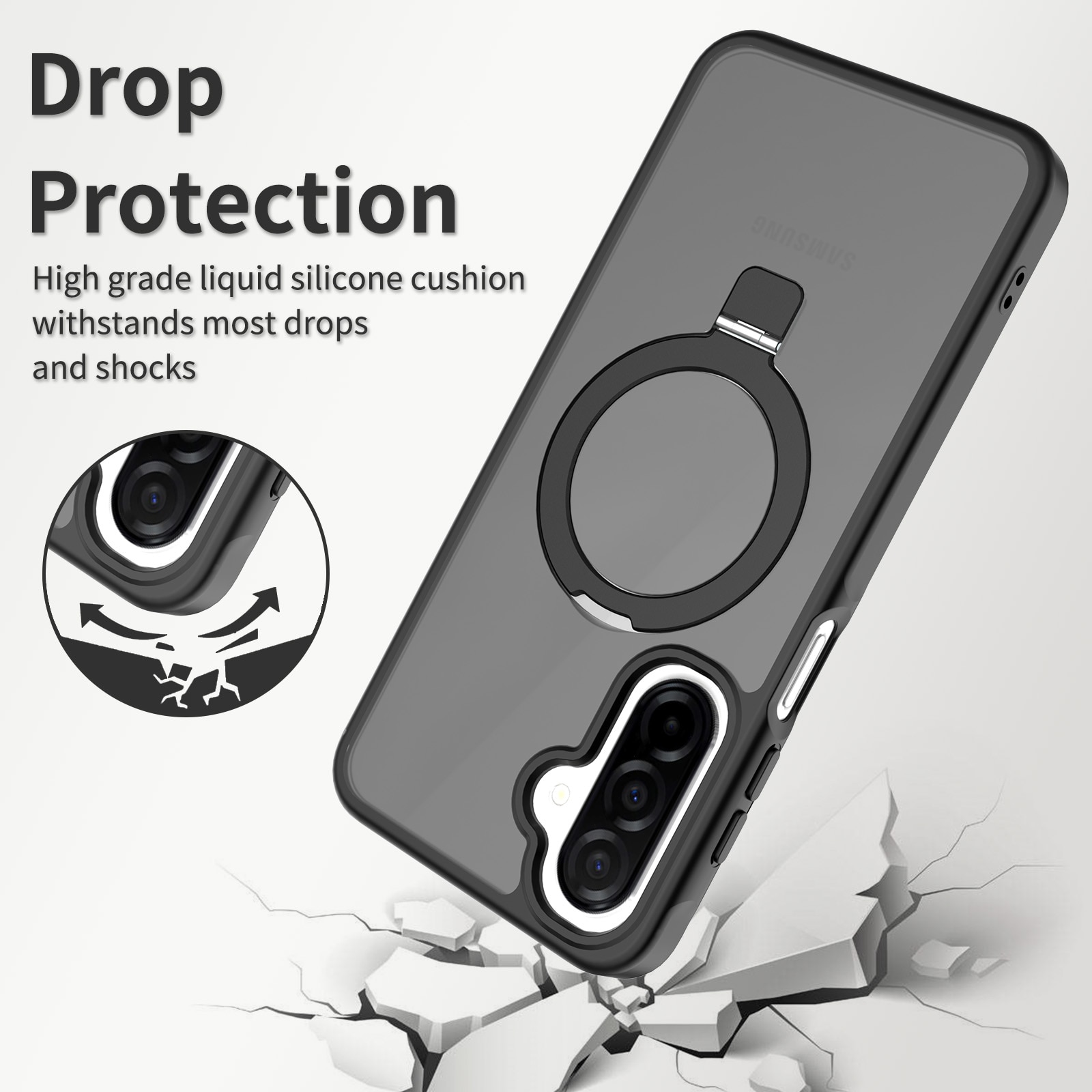 Hybridcover Magnetic Ring Samsung Galaxy A17 Sort