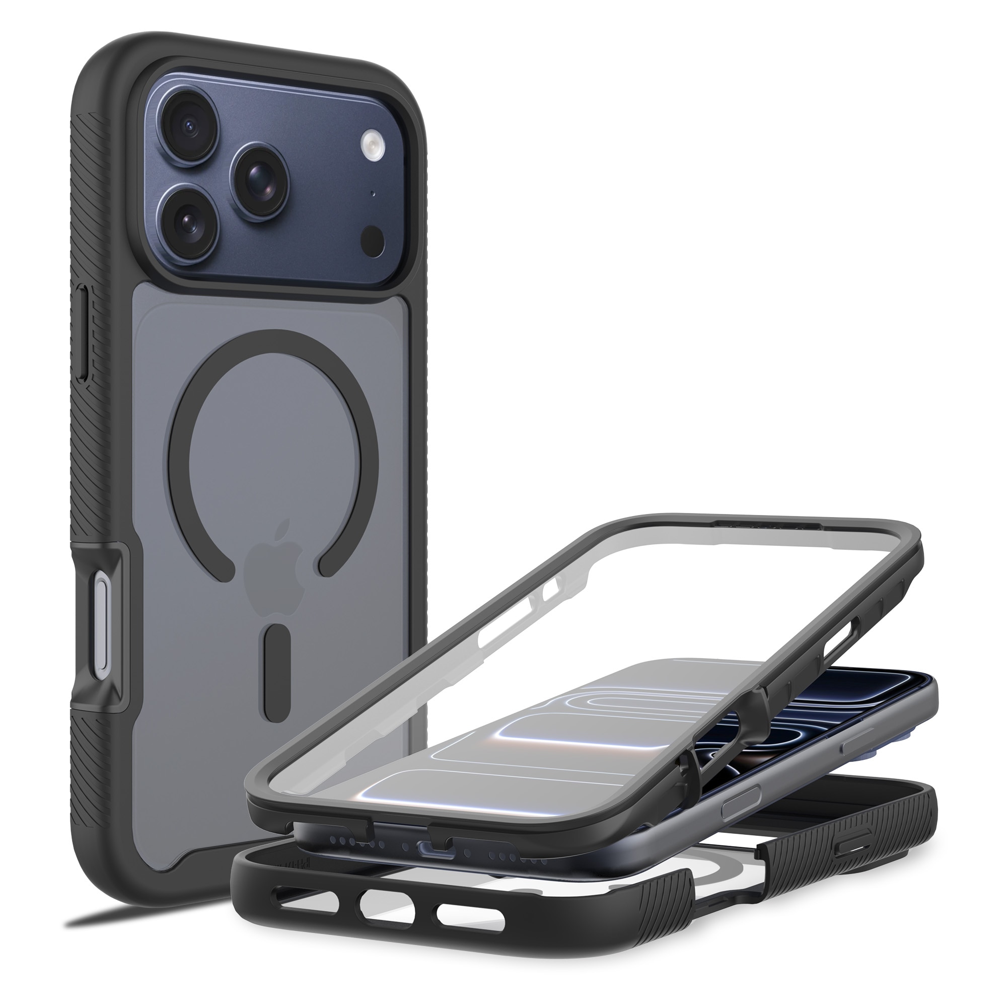 Full Protection Magnetic Case iPhone 17 Pro Sort/gennemsigtig