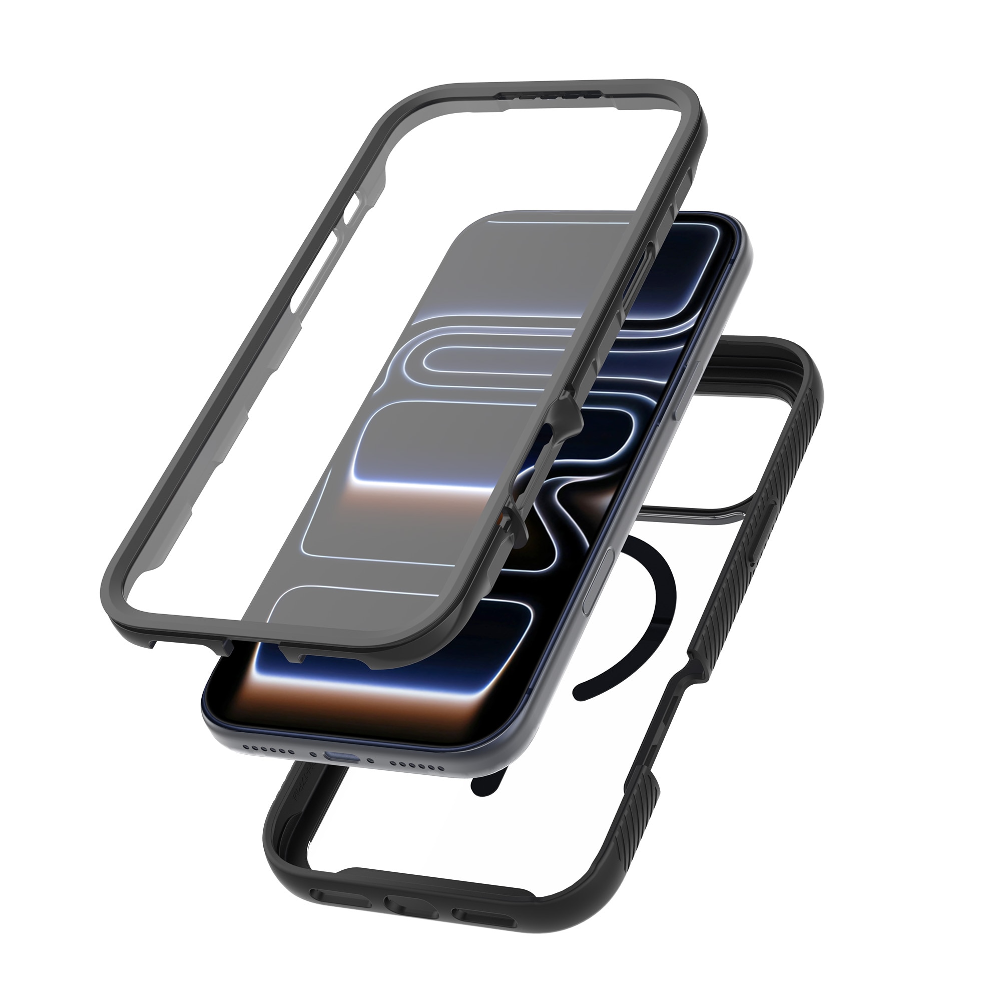 Full Protection Magnetic Case iPhone 17 Pro Sort/gennemsigtig
