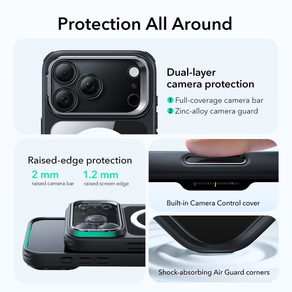 Classic Kickstand HaloLock MagSafe iPhone 17 Pro Max Sort/gennemsigtig