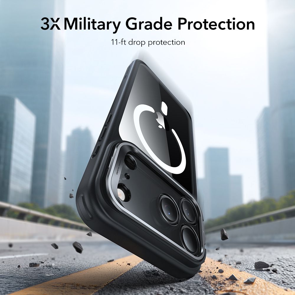 Classic Kickstand HaloLock MagSafe iPhone 17 Pro Max Sort/gennemsigtig