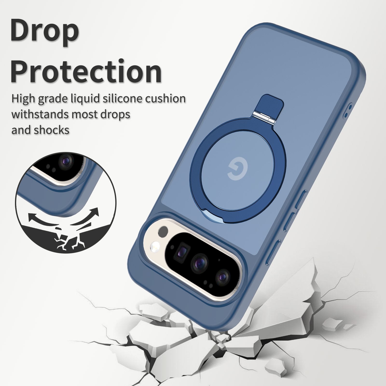 Hybridcover Magnetic Ring Google Pixel 9 Pro Mørkeblå