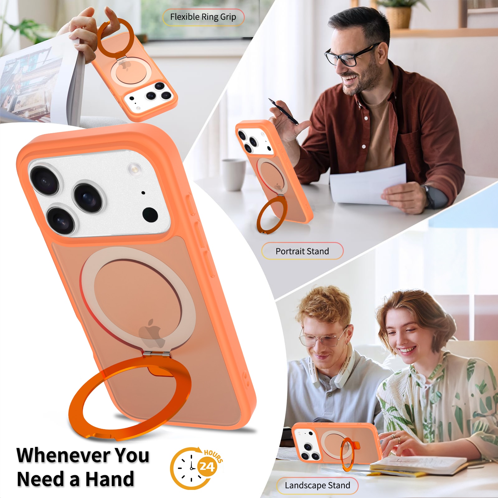 Hybridcover Magnetic Ring iPhone 17 Pro Max Orange