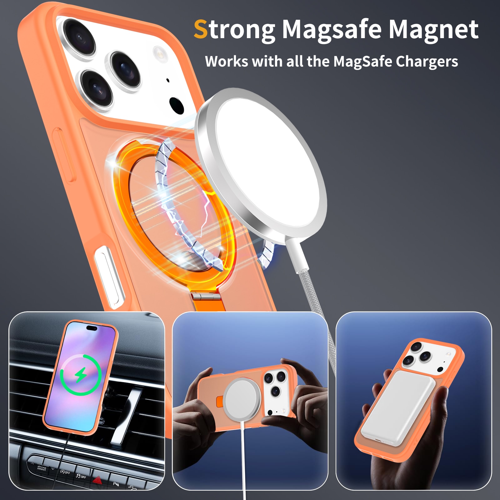 Hybridcover Magnetic Ring iPhone 17 Pro Max Orange