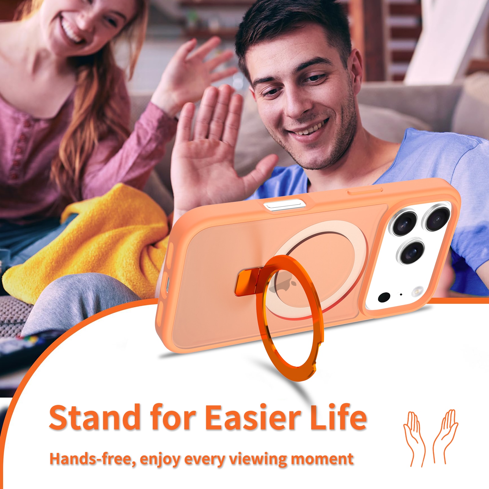 Hybridcover Magnetic Ring iPhone 17 Pro Max Orange