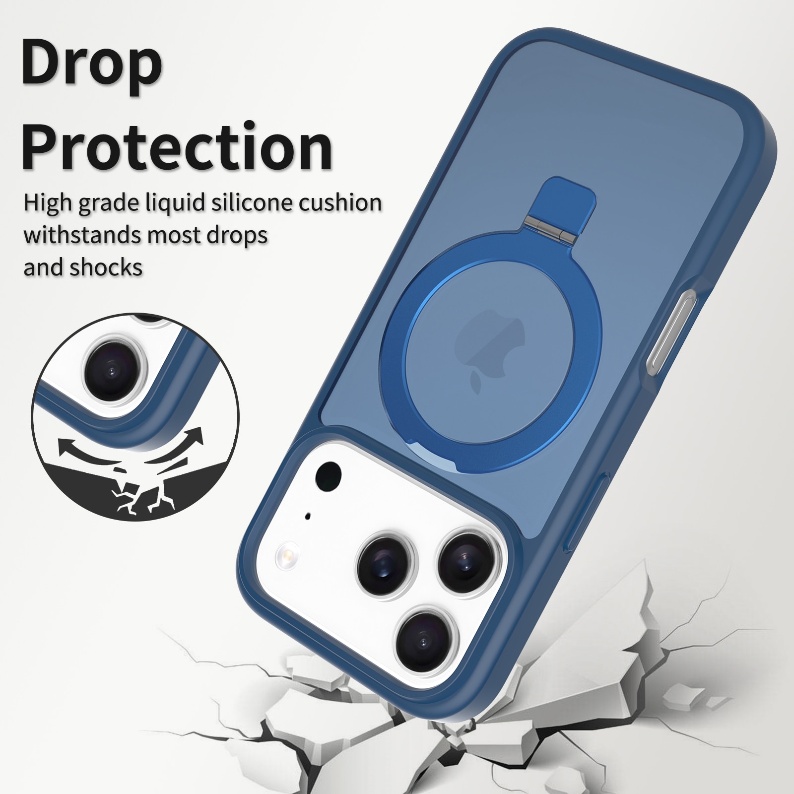 Hybridcover Magnetic Ring iPhone 17 Pro Max Mørkeblå