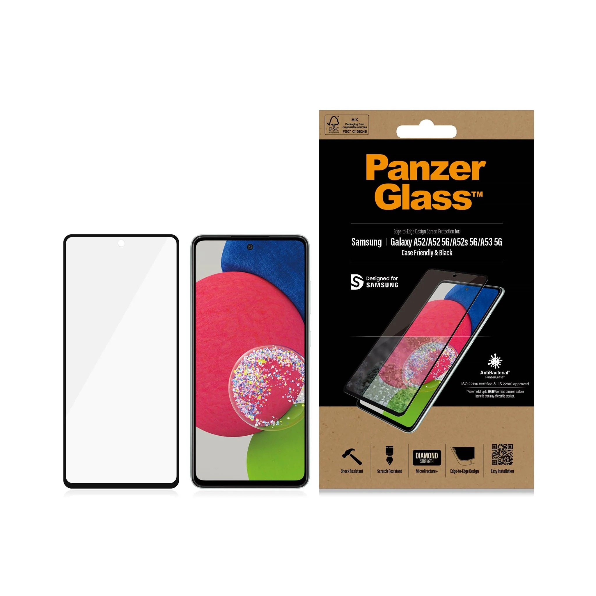 Samsung Galaxy A52/A52s/A53 Skærmbeskyttelse Edge-to-Edge