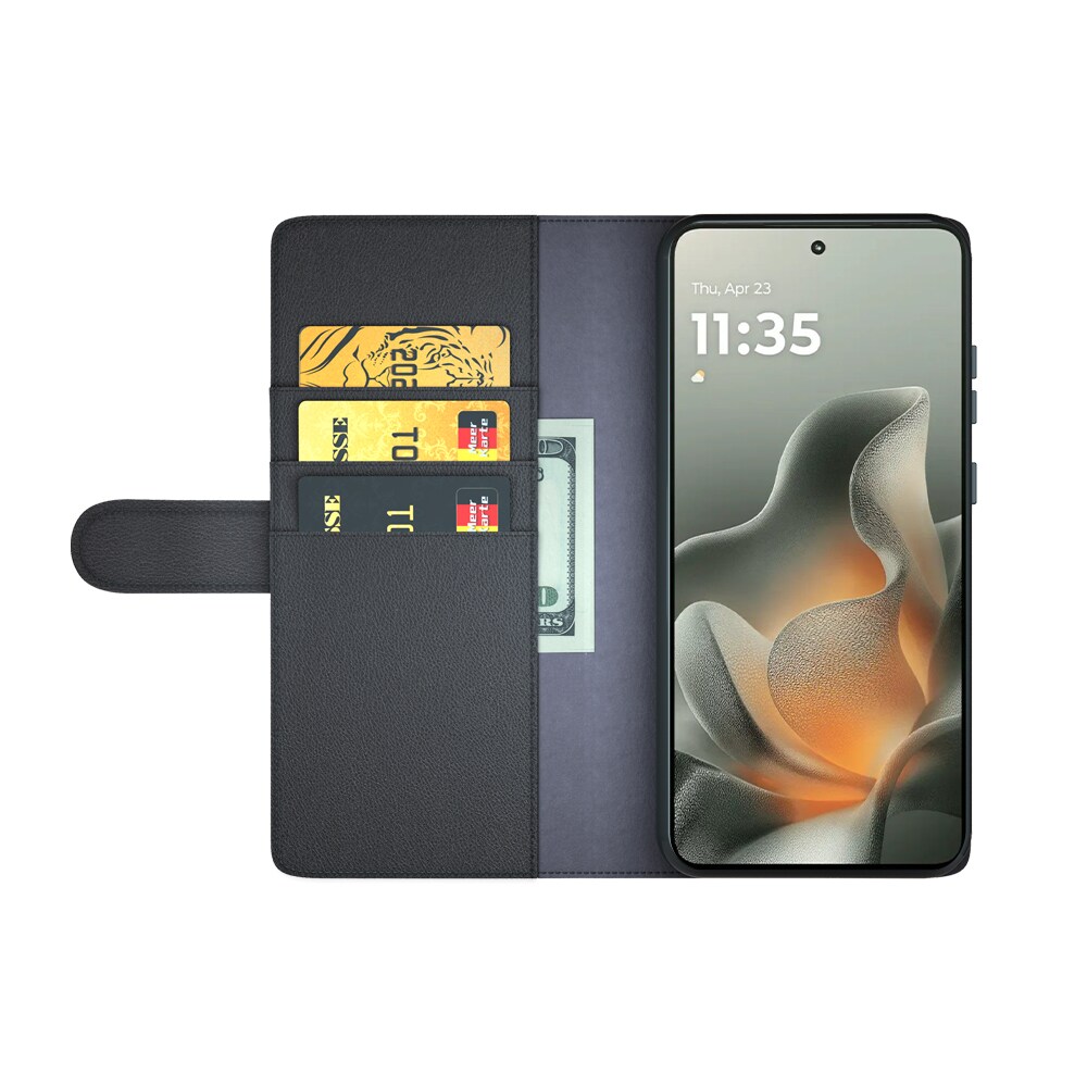 Ægte Læderetui Motorola Edge 70 Sort
