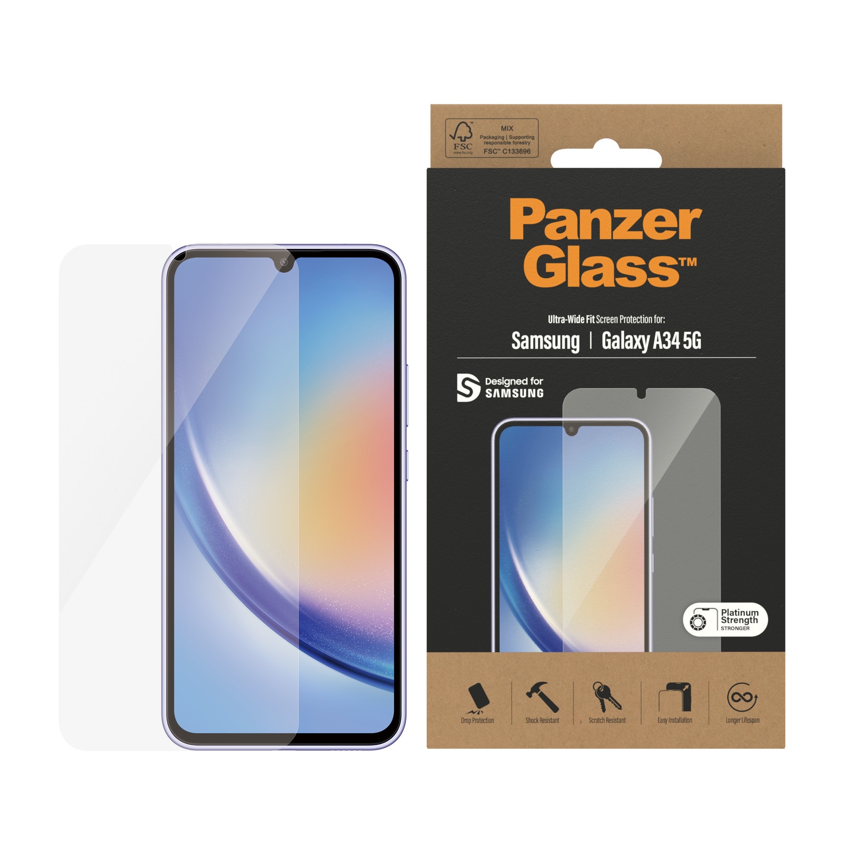 Samsung Galaxy A34 Screen Protector/Skærmbeskyttelse Ultra Wide Fit