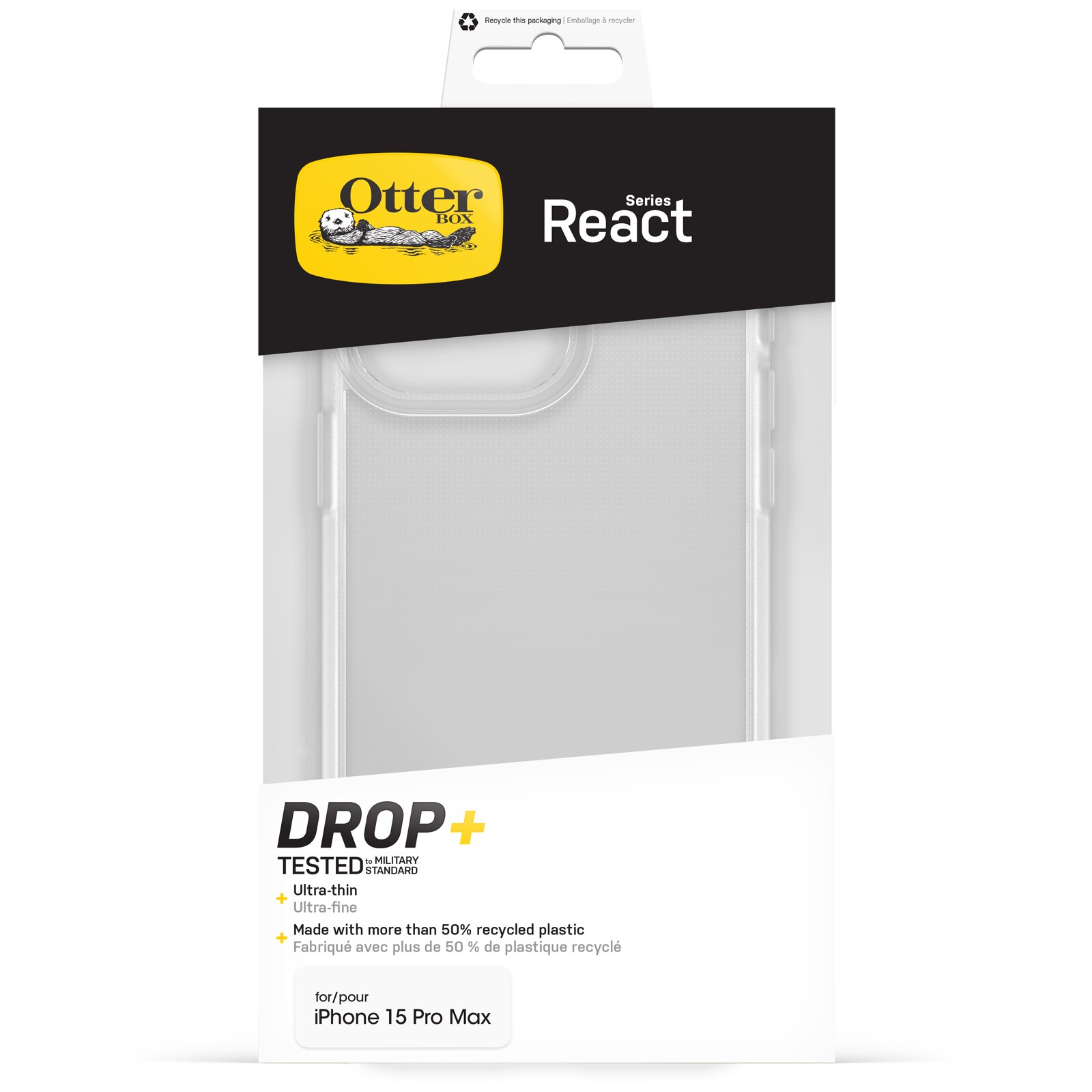 React Cover iPhone 15 Pro Max Gennemsigtig