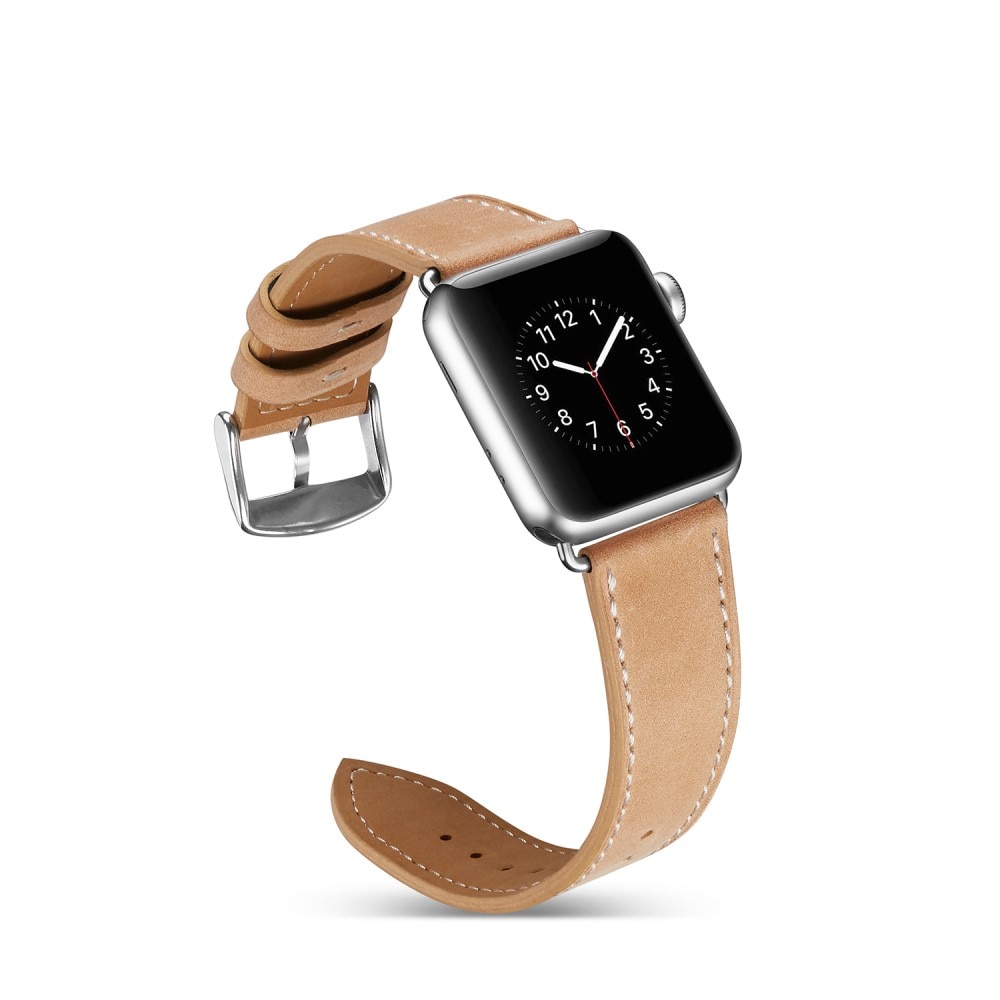 Læderrem Apple Watch 41mm Series 9 khaki