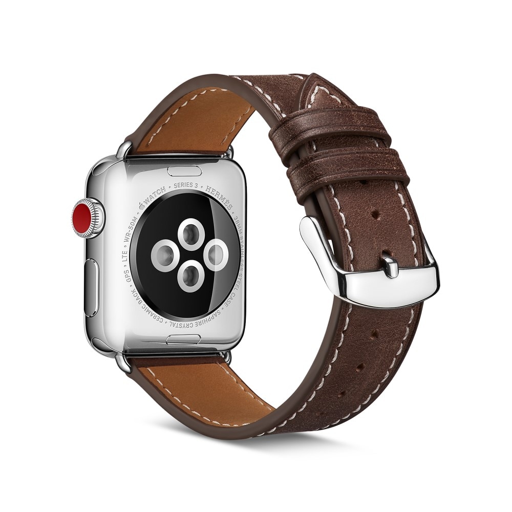 Læderrem Apple Watch 45mm Series 8 brun