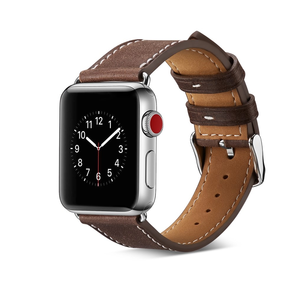 Læderrem Apple Watch 45mm Series 8 brun