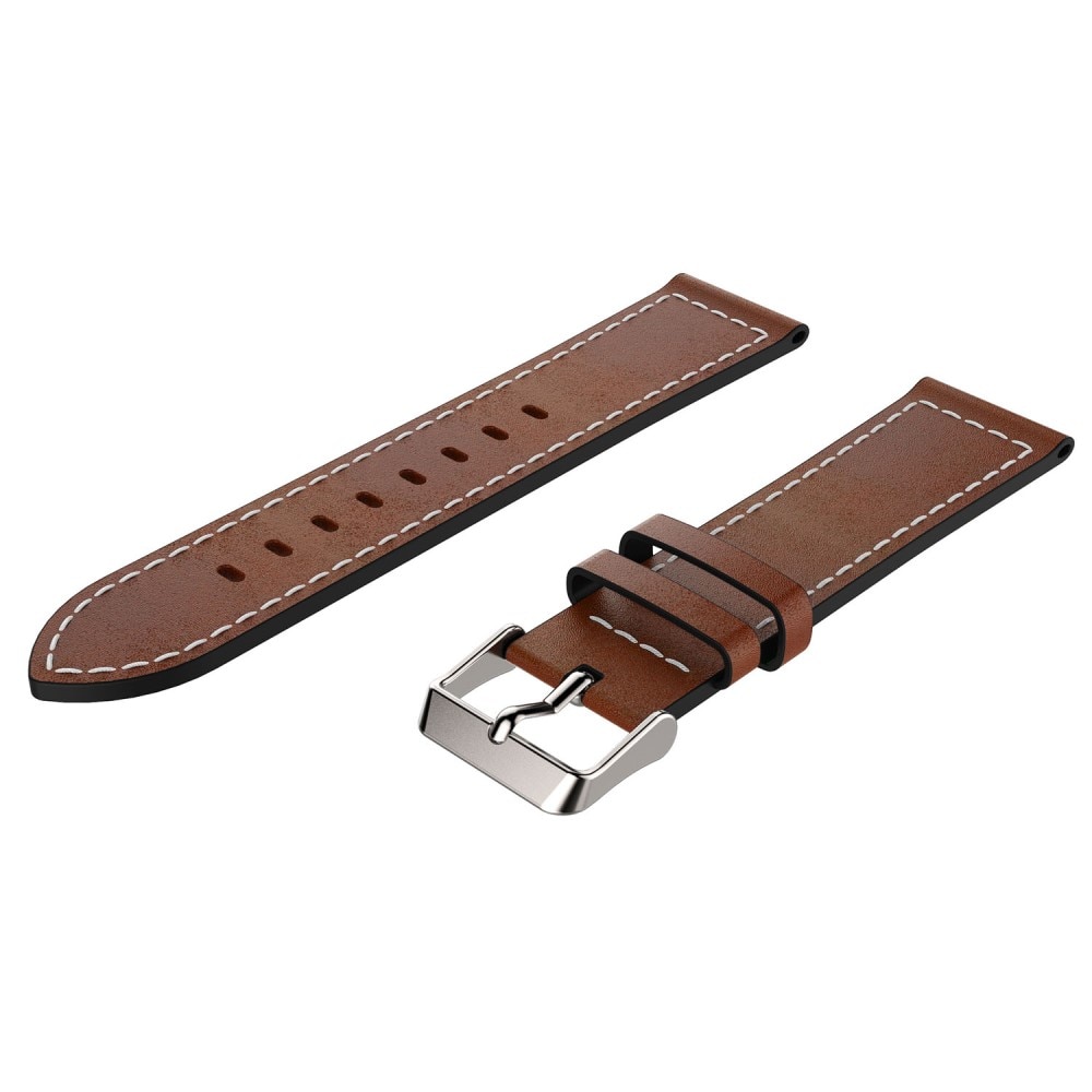 Læderrem Garmin Vivoactive 5 cognac/sølv