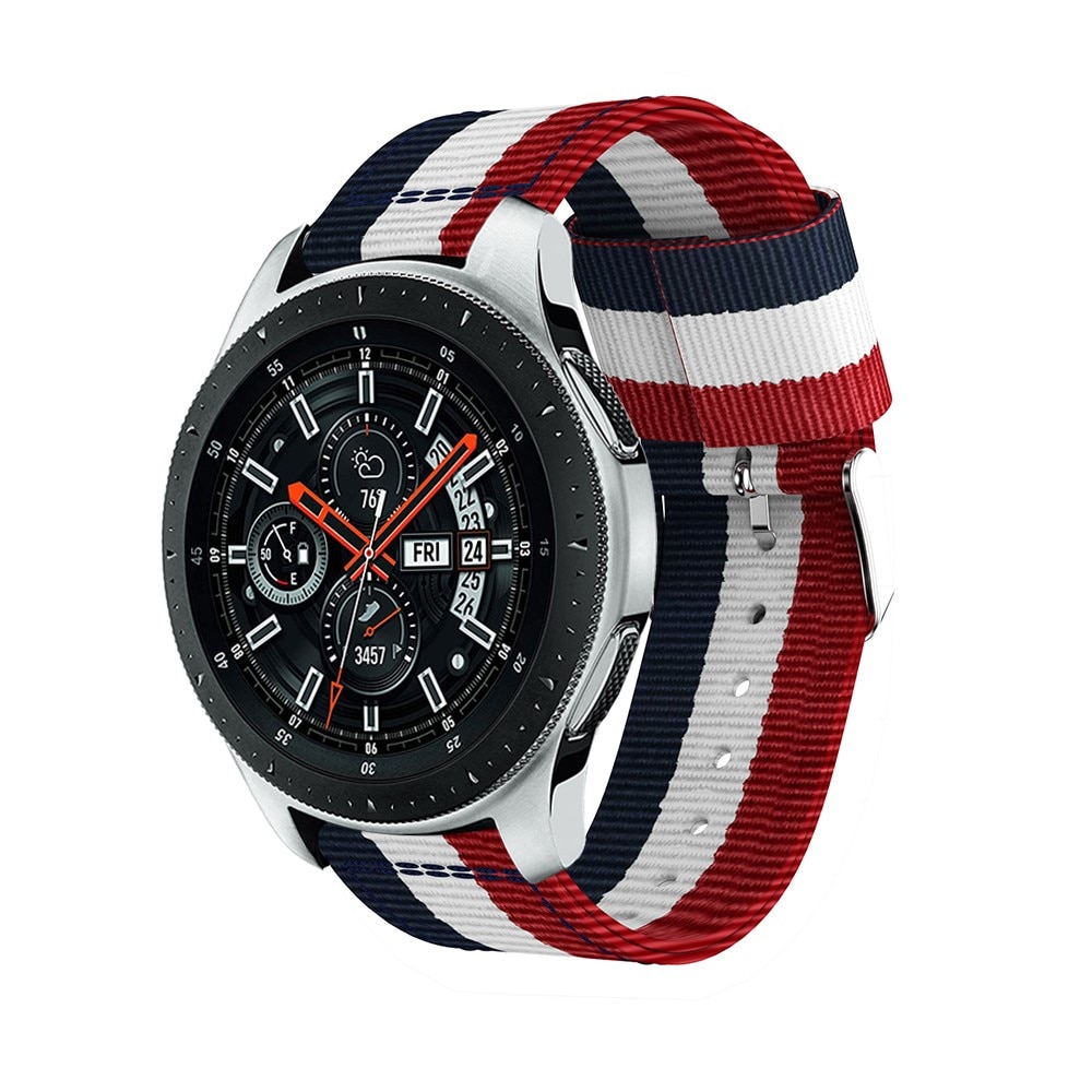 Nylonurrem Samsung Galaxy Watch 45/46 mm blå/hvid/rød