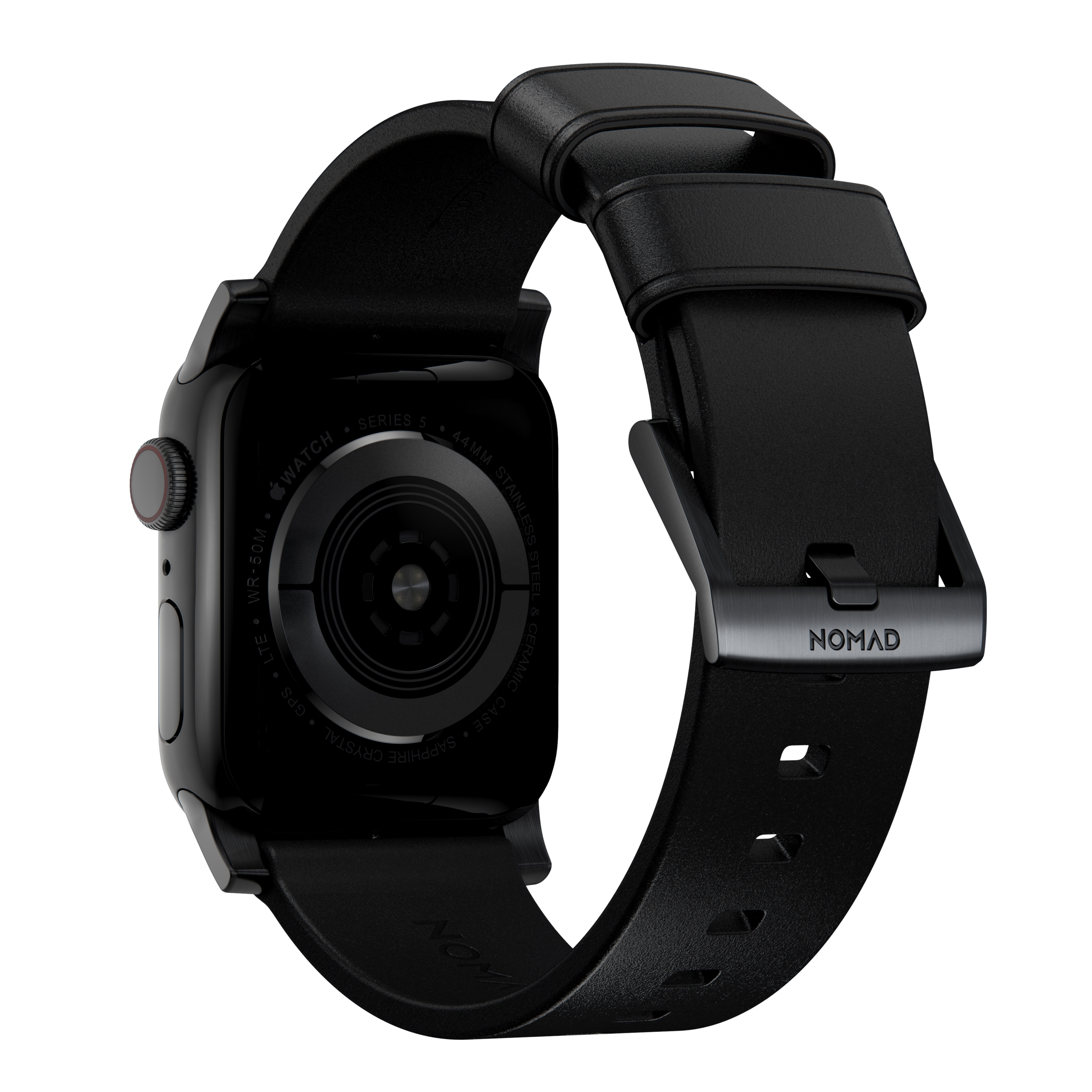 Apple Watch 45mm Series 9 Modern Band Horween Leather Black (Black Hardware)