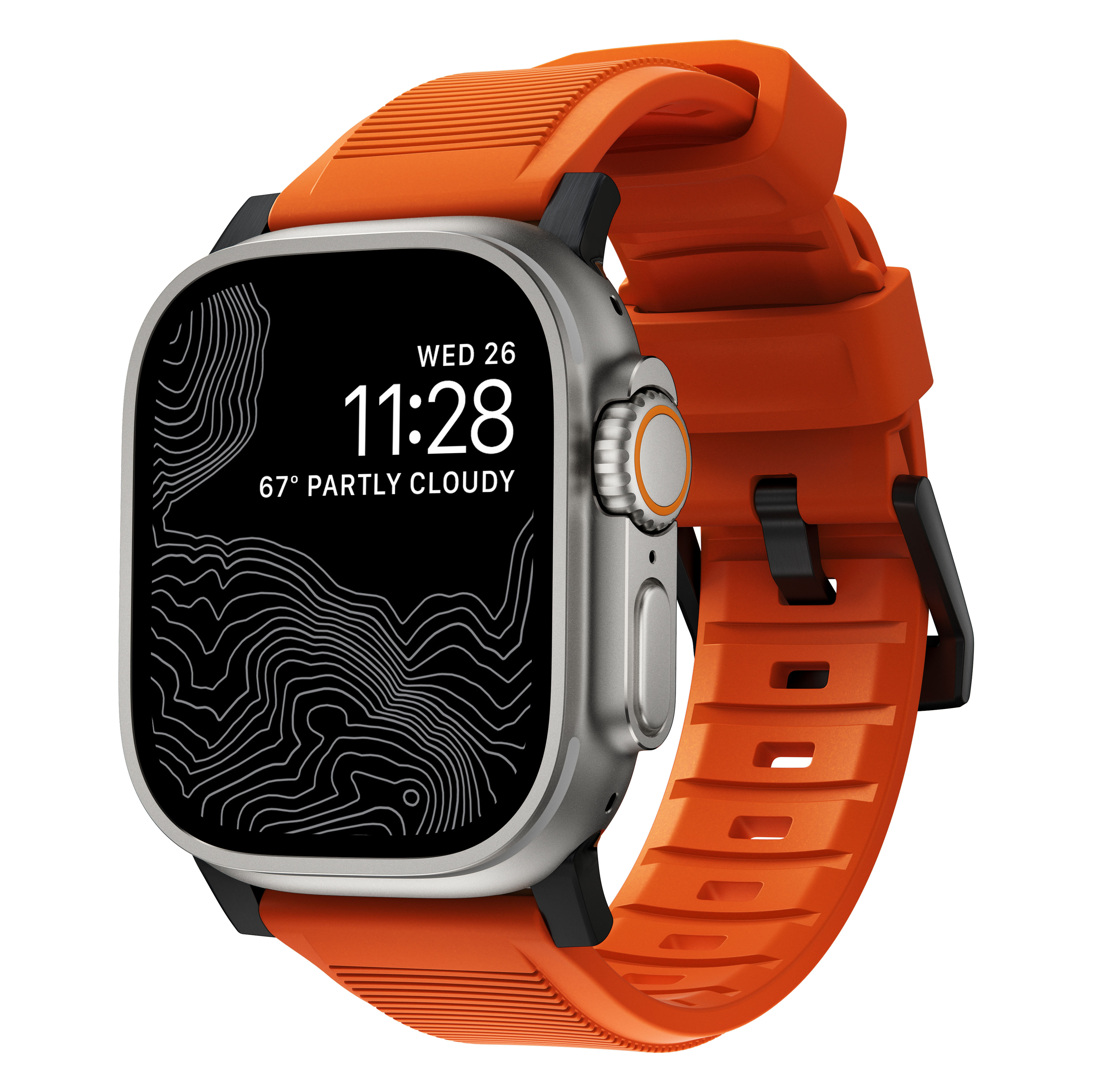 Apple Watch 45mm Series 7 Rugged Band Ultra Orange (Black Hardware)