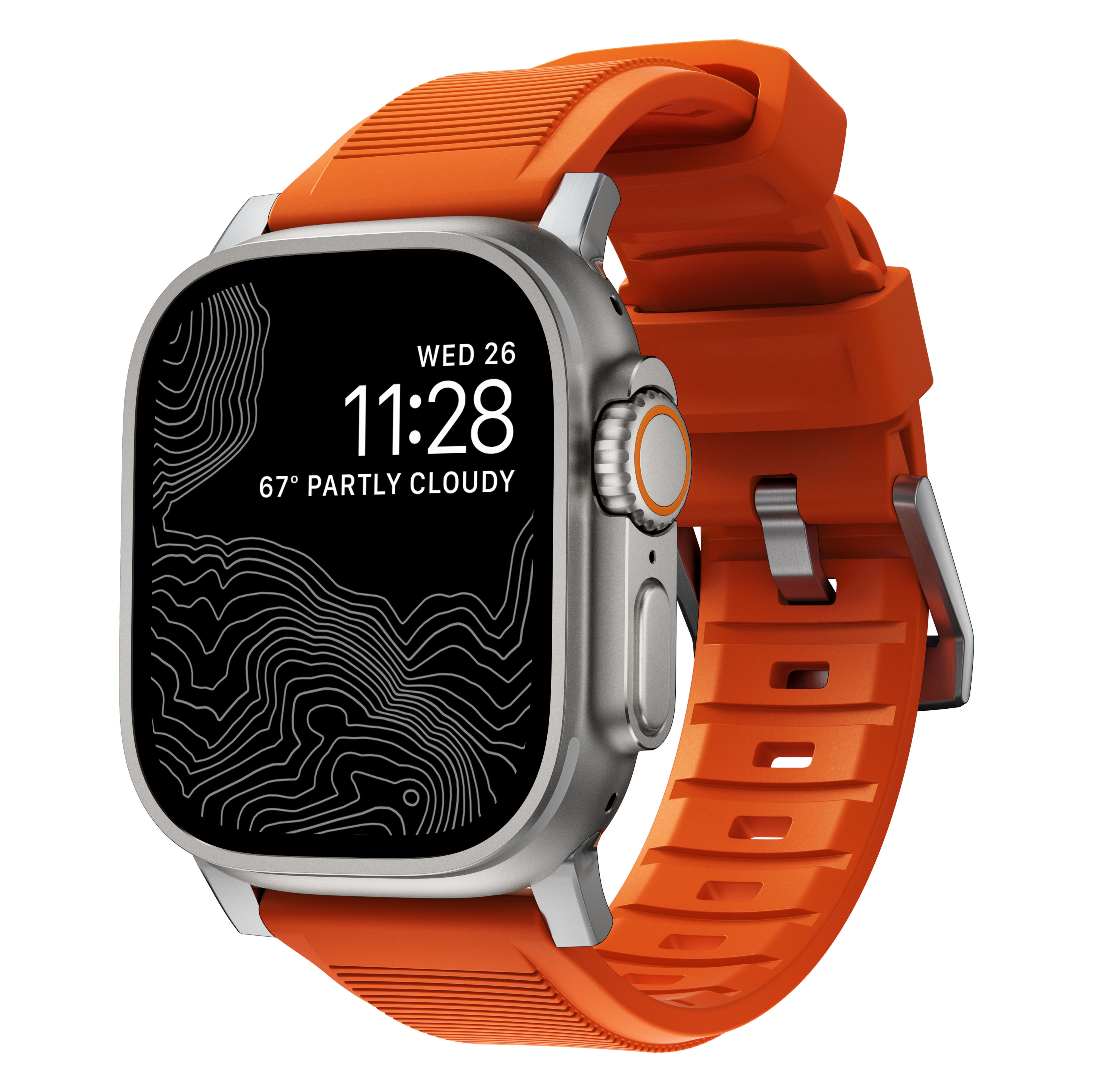 Apple Watch 42mm Rugged Band Ultra Orange (Silver Hardware)