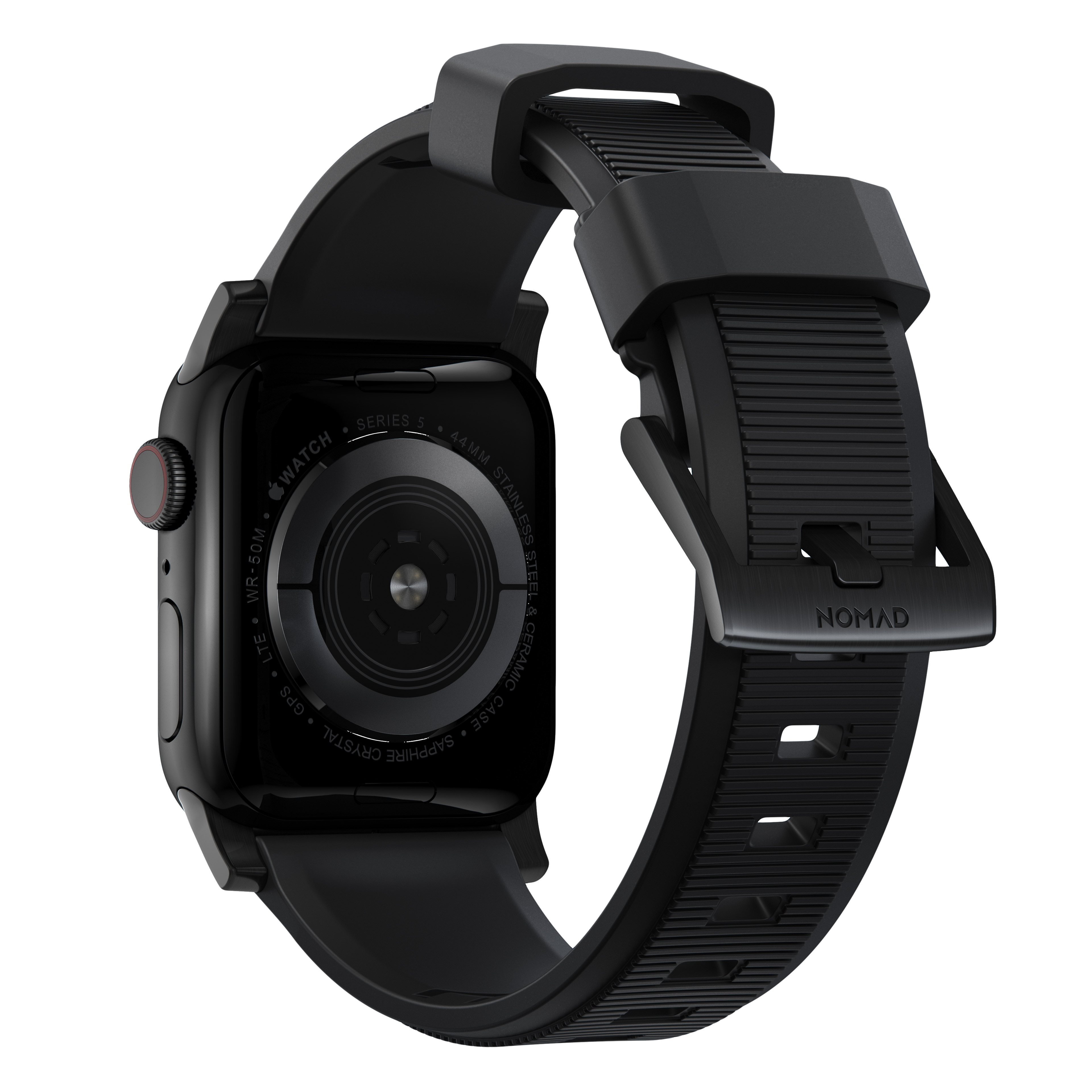 Apple Watch SE 44mm Rugged Band Black (Black Hardware)