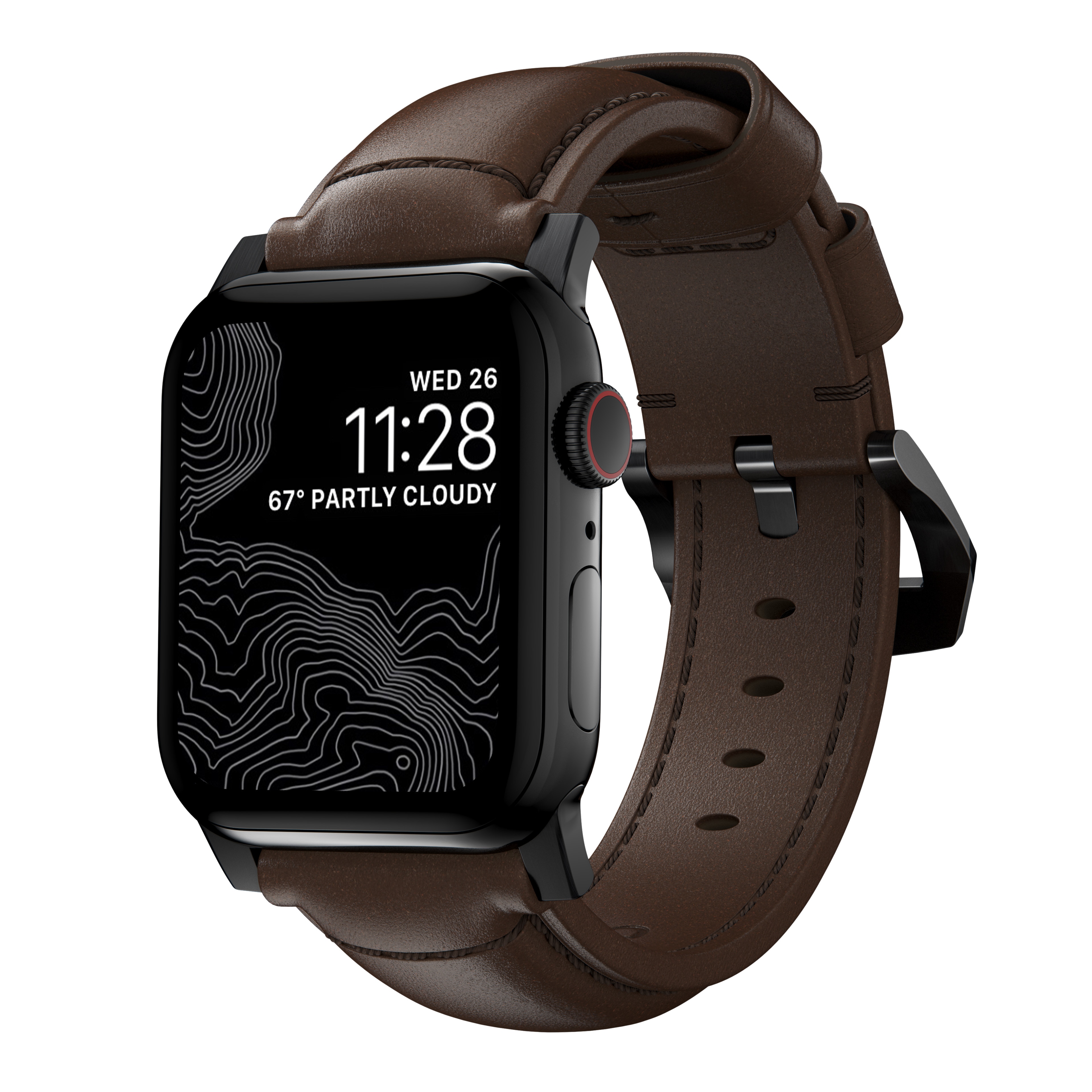 Traditional Band Apple Watch 44mm Rustic Brown (Black Hardware)