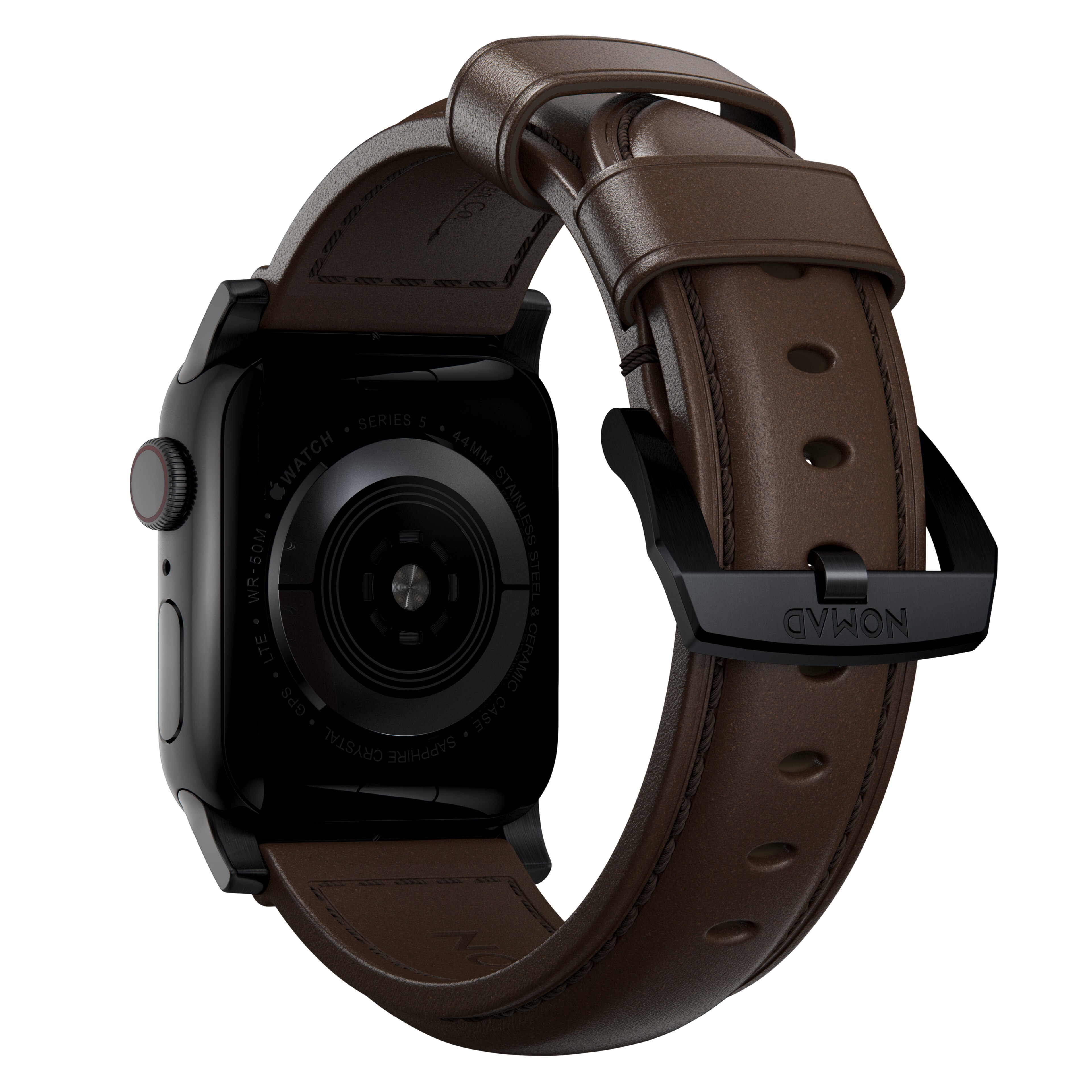 Traditional Band Apple Watch 45mm Series 7 Rustic Brown (Black Hardware)