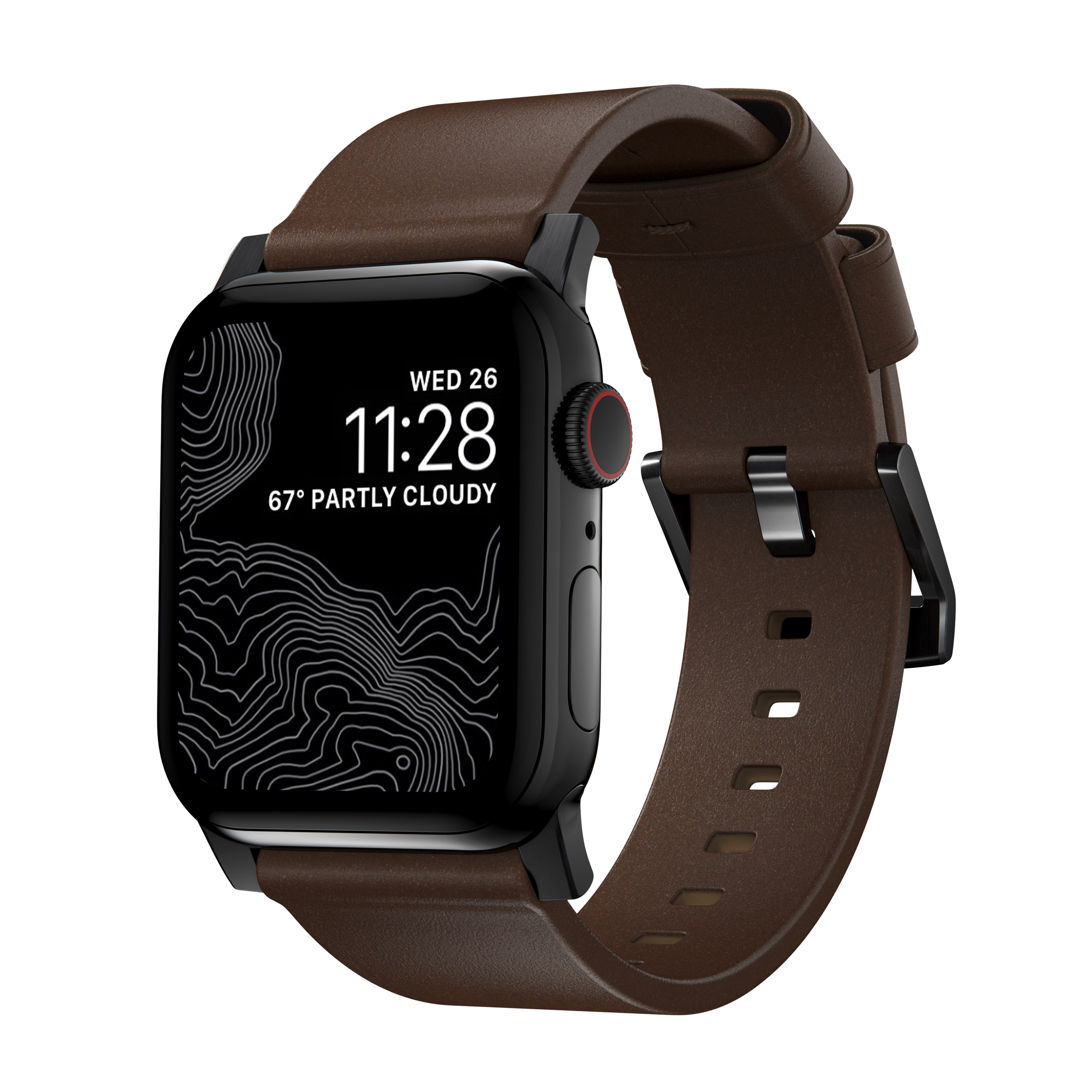 Apple Watch 40mm Modern Band Horween Leather Rustic Brown (Black Hardware)