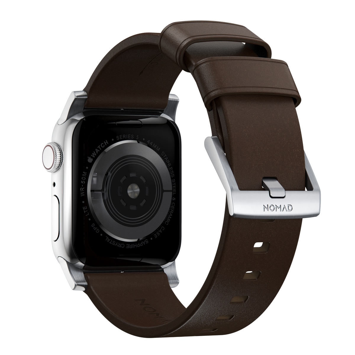 Apple Watch 45mm Series 8 Modern Band Horween Leather Rustic Brown (Silver Hardware)