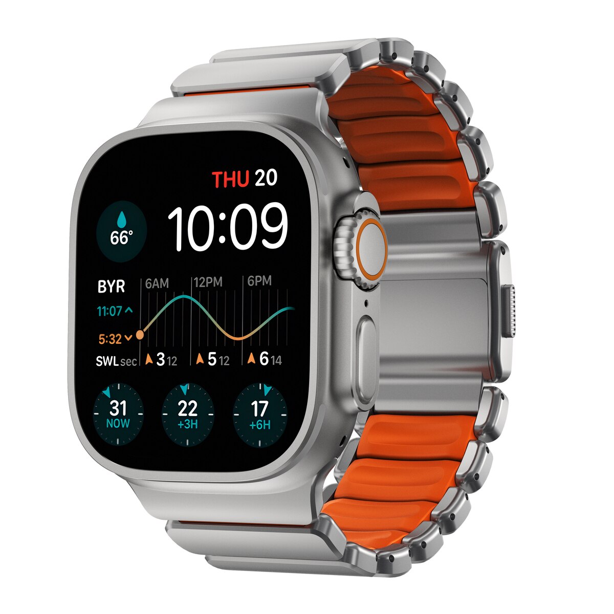 Stratos Band Apple Watch Series 8 45mm Black Titanium - Ultra Orange