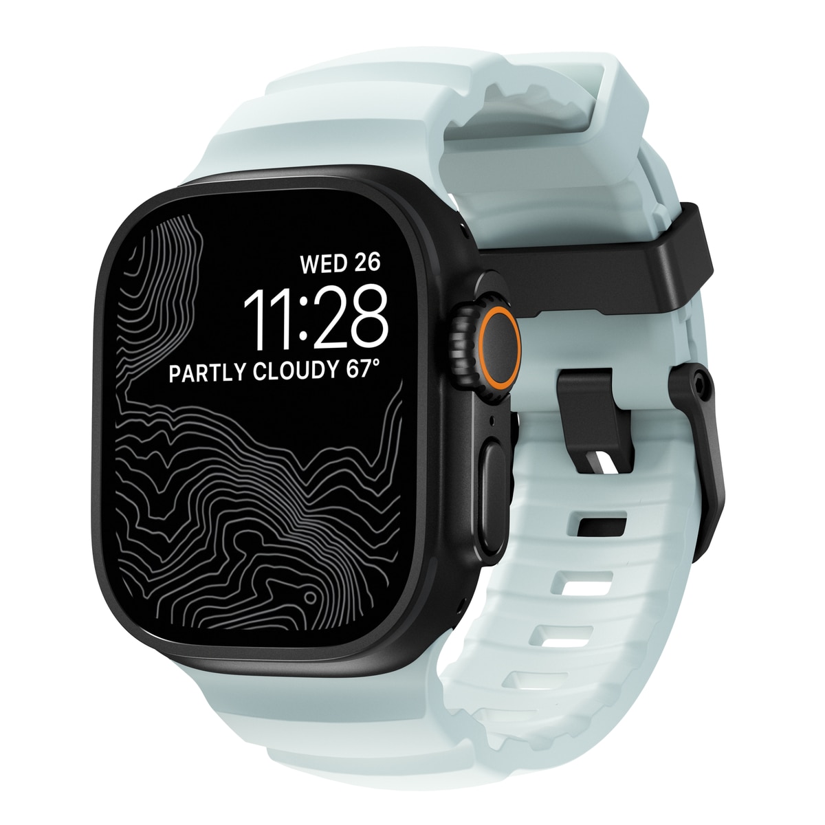 Apple Watch Series 9 45mm Rocky Point Band Icy Blue Glow (Black Hardware) - Limited edition