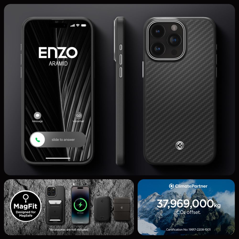 iPhone 15 Pro Cover Enzo Aramid MagSafe Black