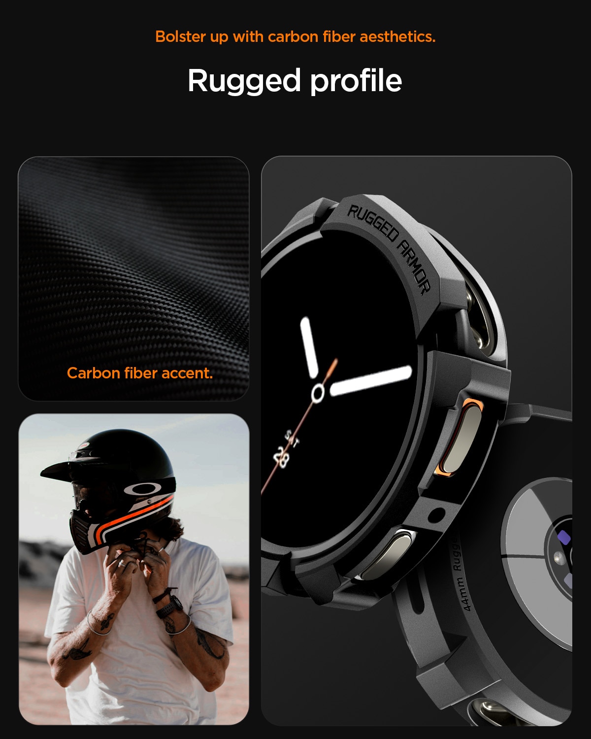 Samsung Galaxy Watch 8 44mm Case Rugged Armor Black