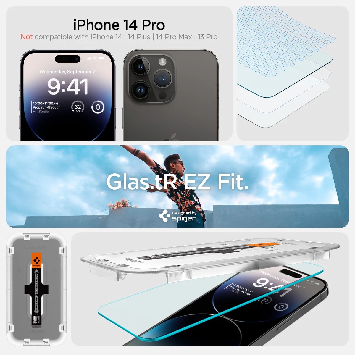 iPhone 14 Pro Screen Protector GLAS.tR EZ Fit (2-pack)