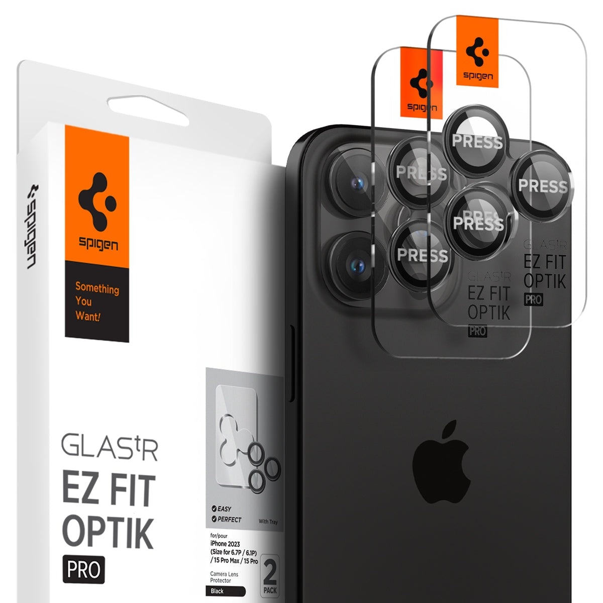 iPhone 15 Pro Max EZ Fit Optik Pro Lens Protector (2-pack) Black