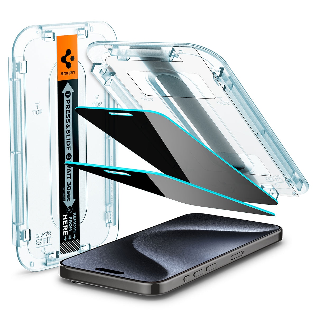 iPhone 15 Pro Screen Protector Privacy GLAS.tR EZ Fit (2-pack)