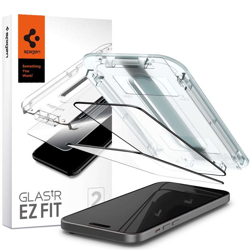 iPhone 15 Screen Protector GLAS.tR Full Cover EZ Fit (2-pack) Black