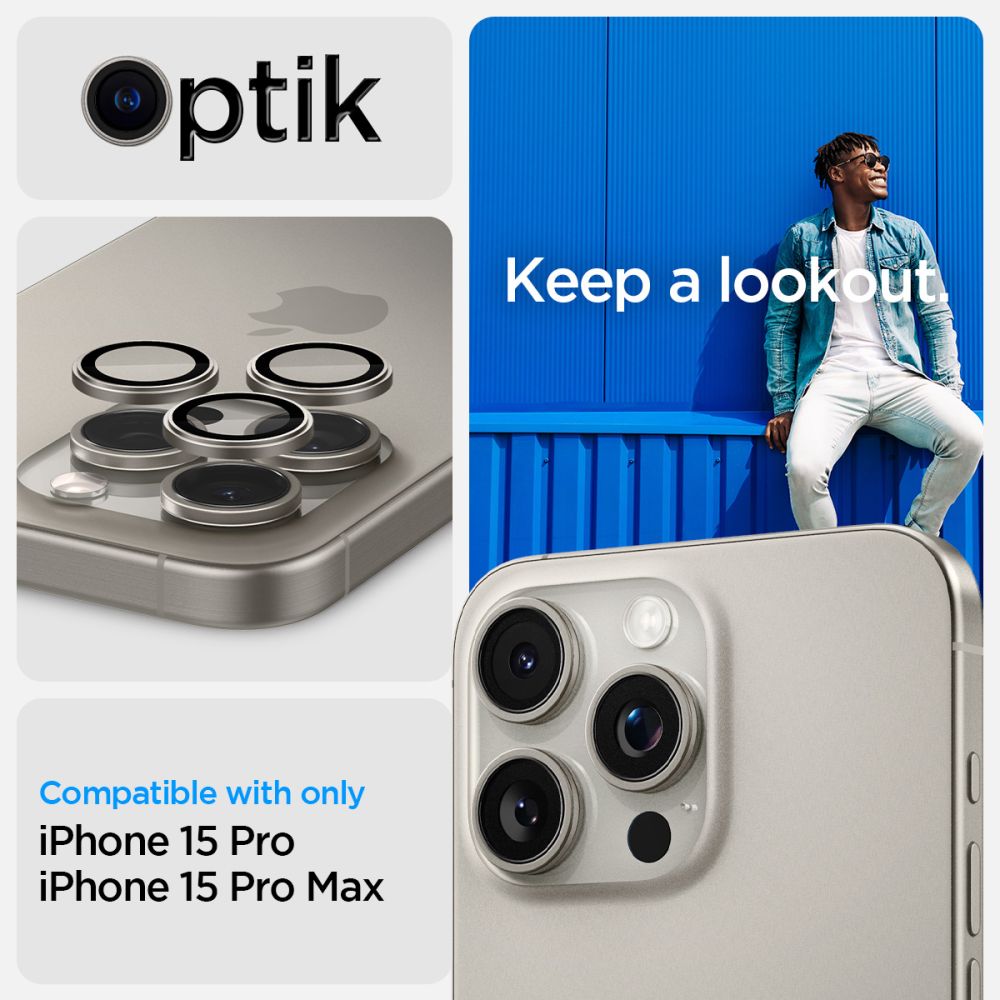 iPhone 15 Pro Max EZ Fit Optik Pro Lens Protector (2-pack) Natural Titanium