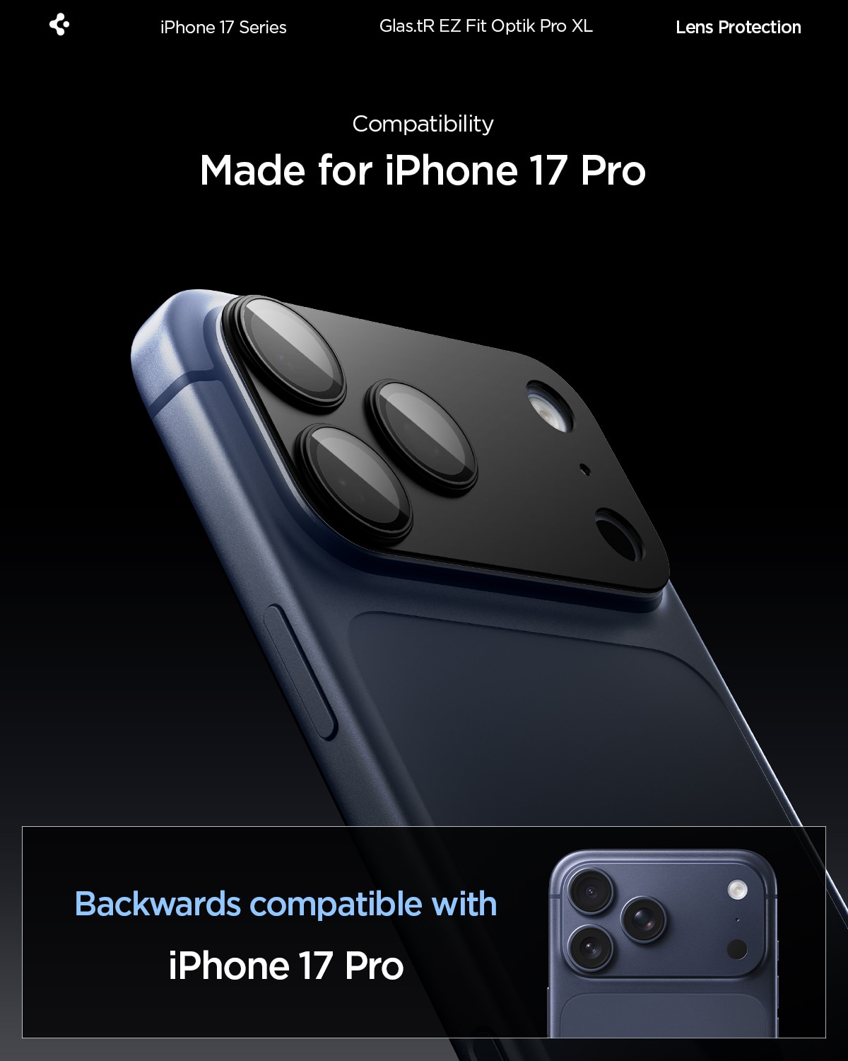 iPhone 17 Pro Glas.tR EZ Fit Optik Pro XL  Sort