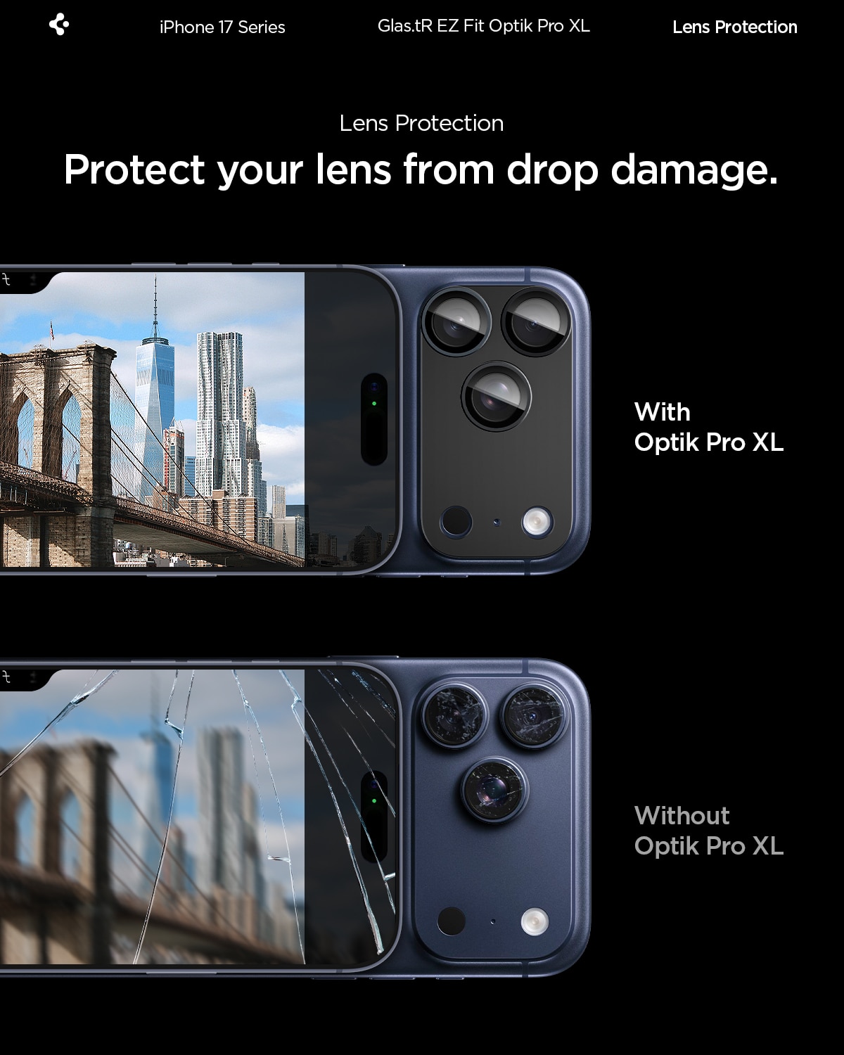 iPhone 17 Pro Glas.tR EZ Fit Optik Pro XL  Sort