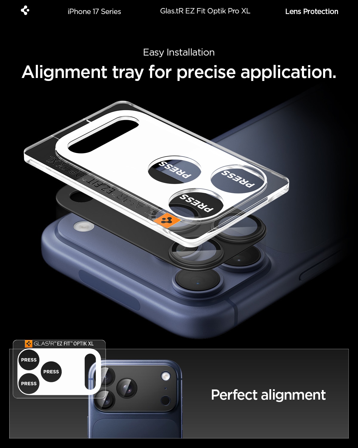 iPhone 17 Pro Max Glas.tR EZ Fit Optik Pro XL  Sort