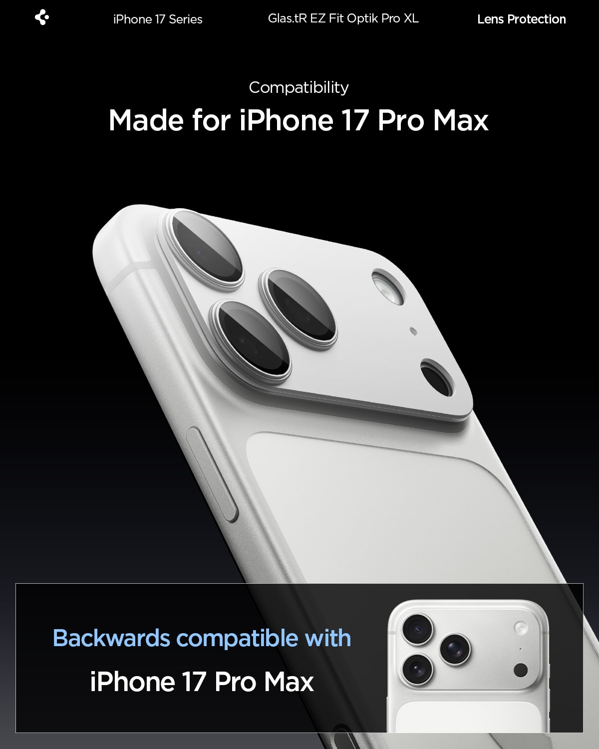 iPhone 17 Pro Max Glas.tR EZ Fit Optik Pro XL  Sølv