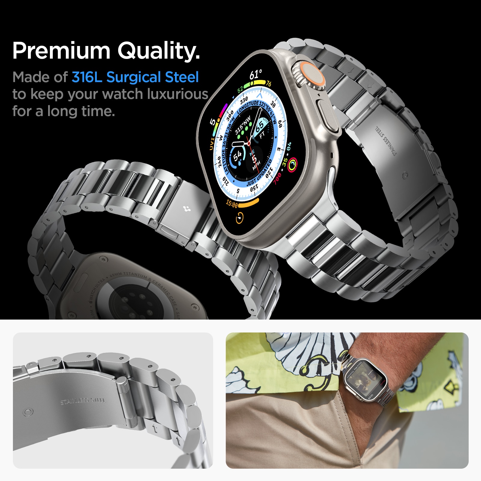 Apple Watch 45mm Series 9 Armbånd Modern Fit 316L Silver