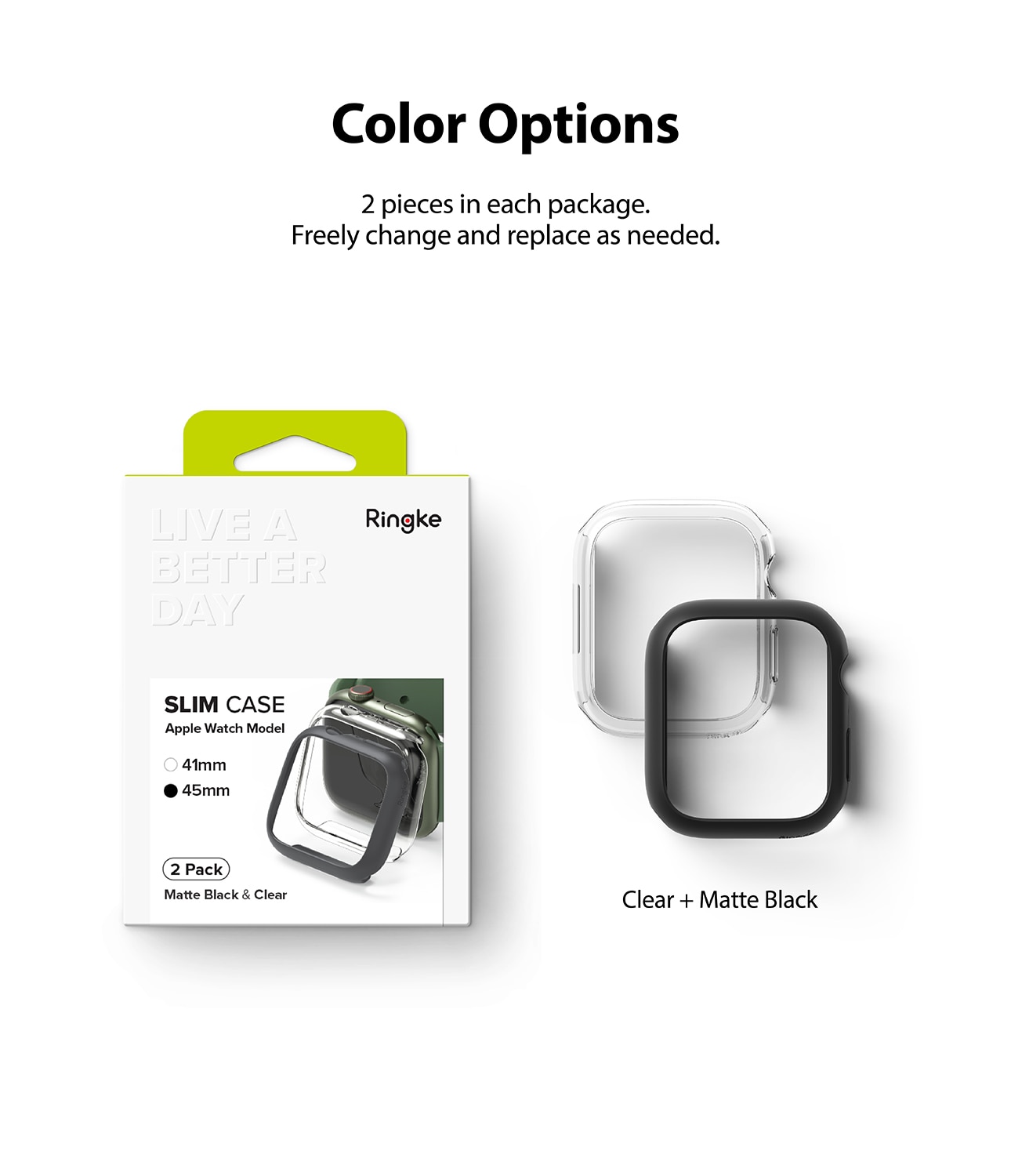 Slim Case (2-pack) Apple Watch Series 9 45mm Flerfarvet/mønster