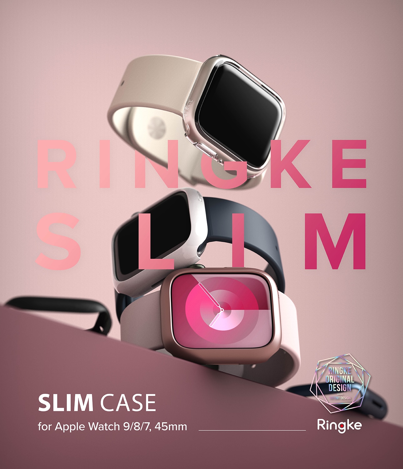 Slim Case (2-pack) Apple Watch 45mm Series 7 Pink & Clear